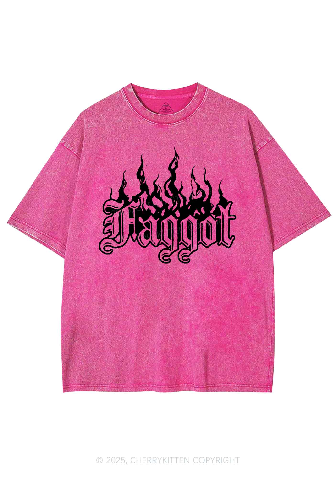Halloween Goth Faggot Pride Y2K Shirts Washed Tee Cherrykitten - Image 4