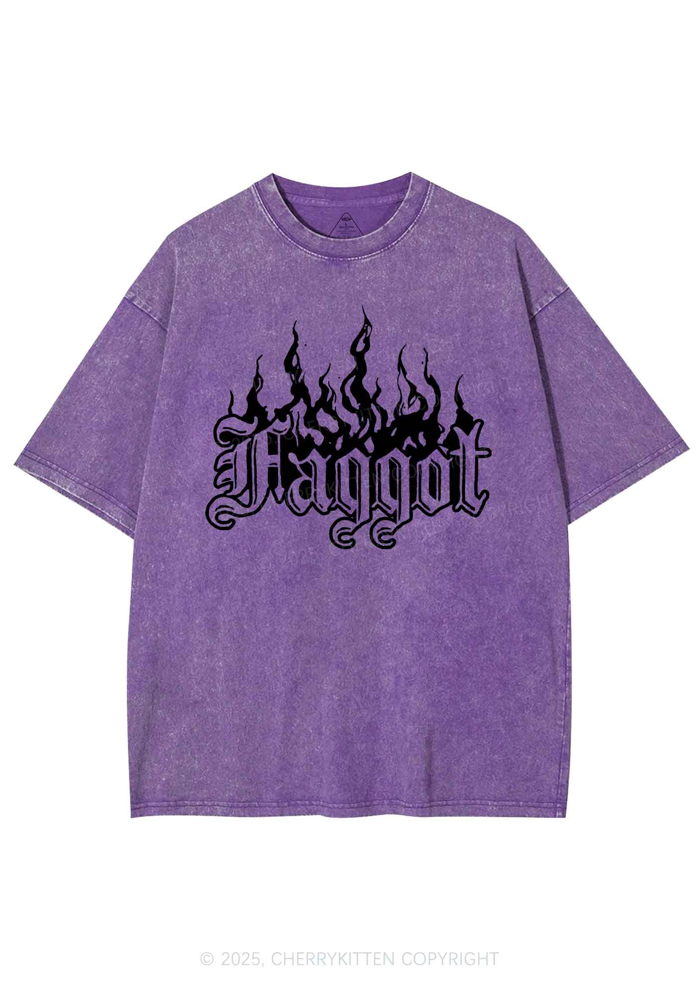 Halloween Goth Faggot Pride Y2K Shirts Washed Tee Cherrykitten - Image 5