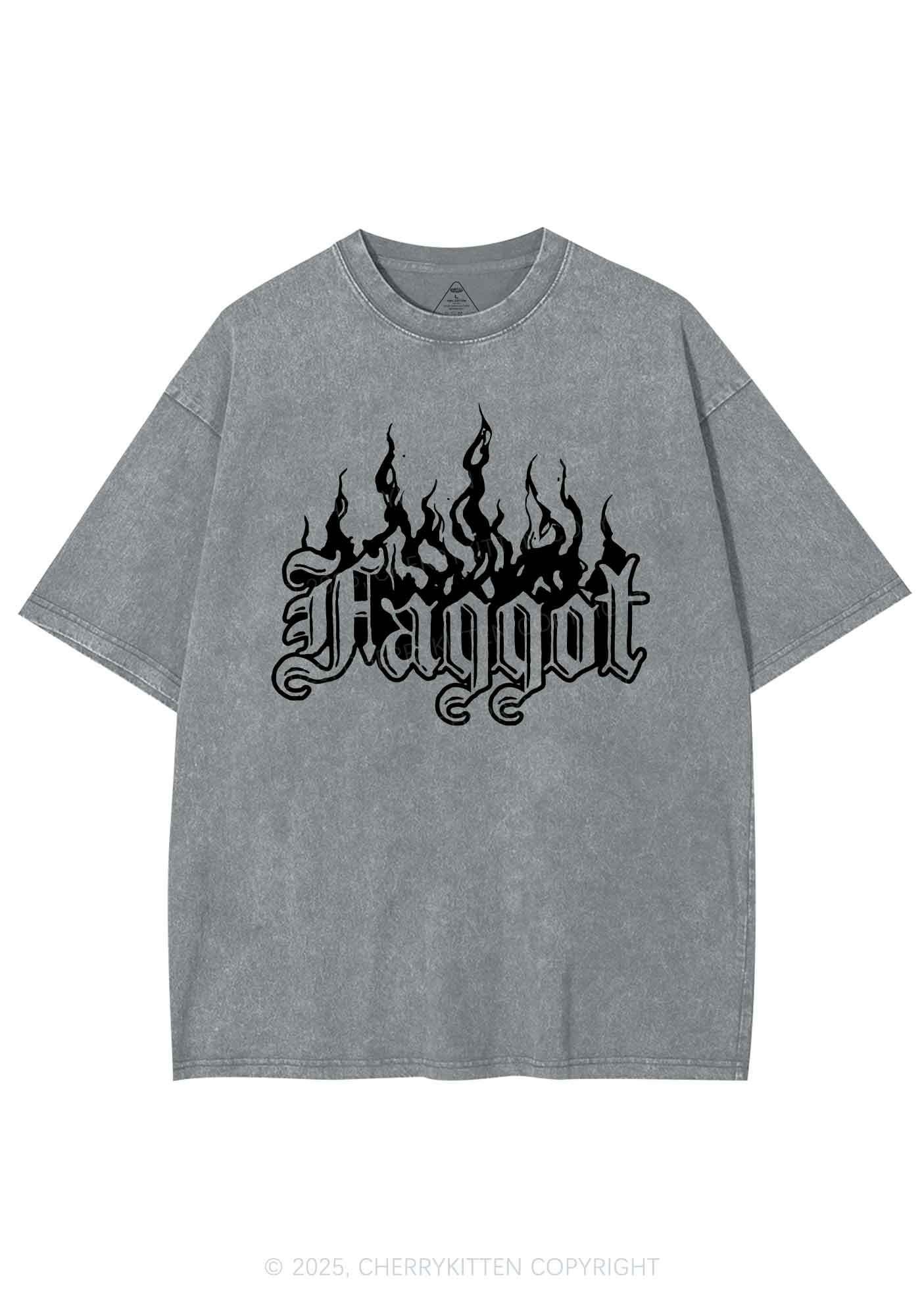 Halloween Goth Faggot Pride Y2K Shirts Washed Tee Cherrykitten - Image 6