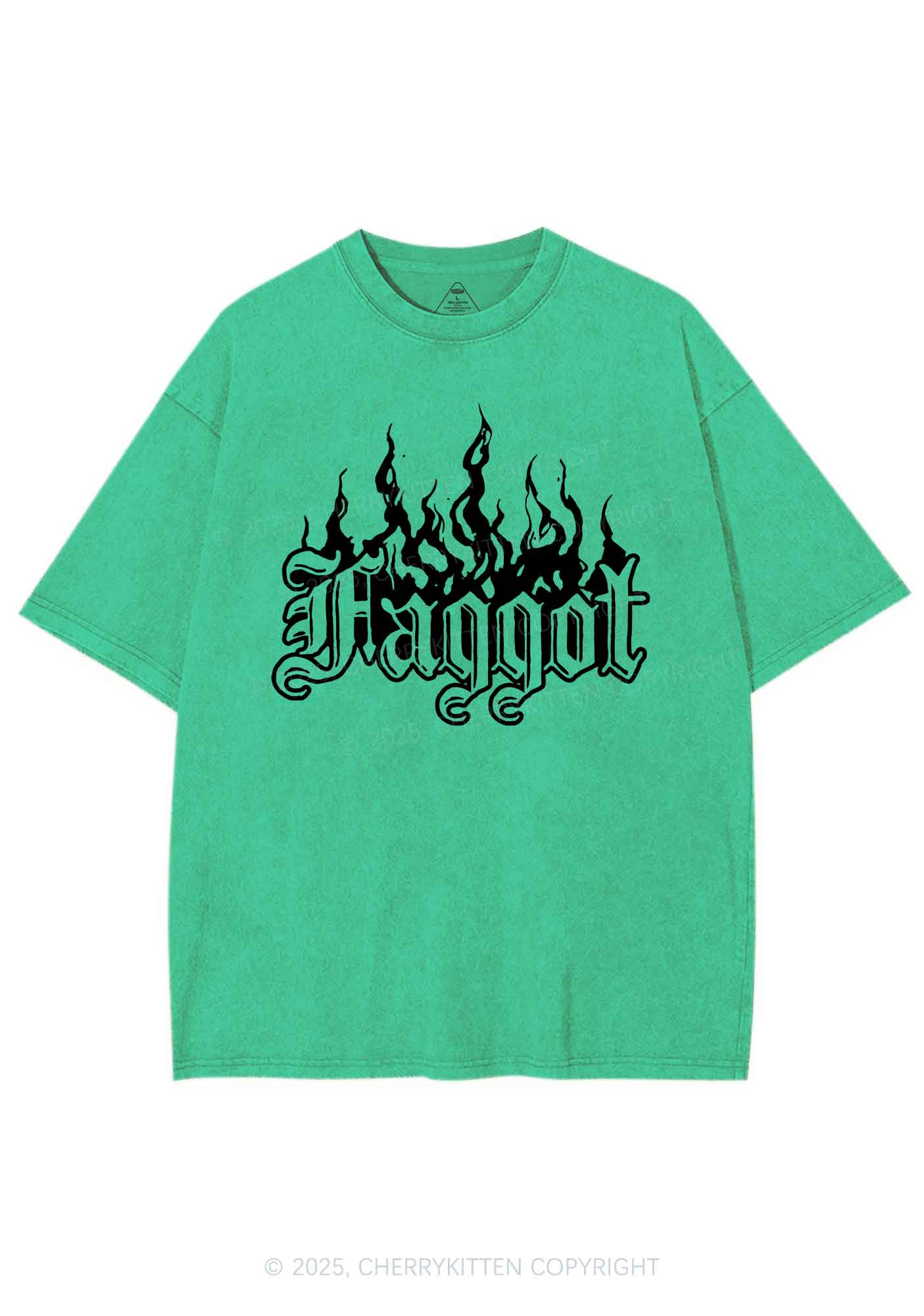 Halloween Goth Faggot Pride Y2K Shirts Washed Tee Cherrykitten - Image 8