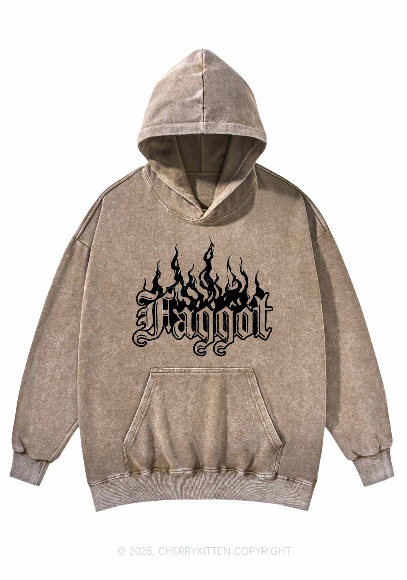 Halloween Goth Faggot Pride Y2K Washed Hoodie Cherrykitten - Image 6