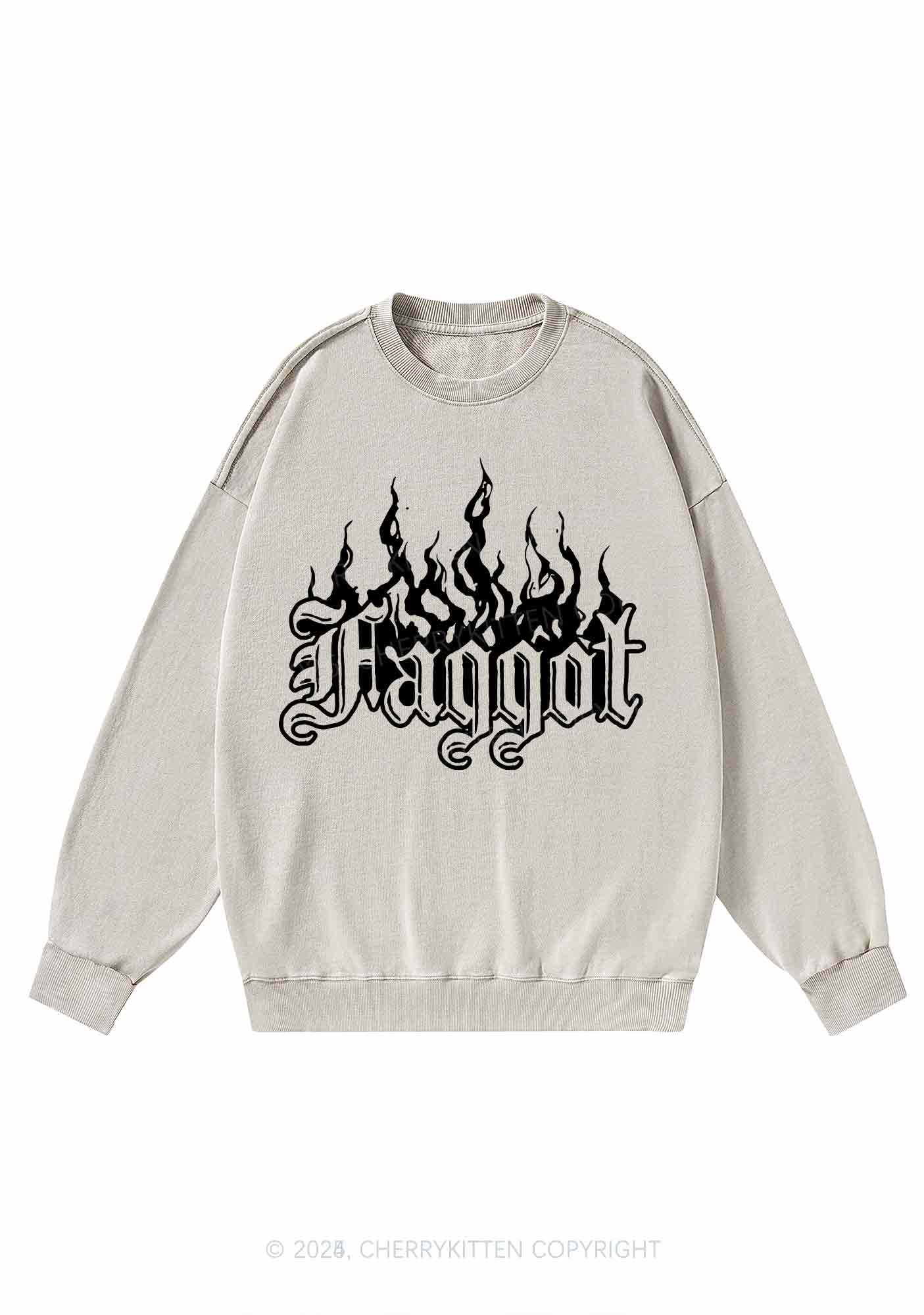 Halloween Goth Faggot Pride Y2K Washed Sweatshirts Cherrykitten - Image 3