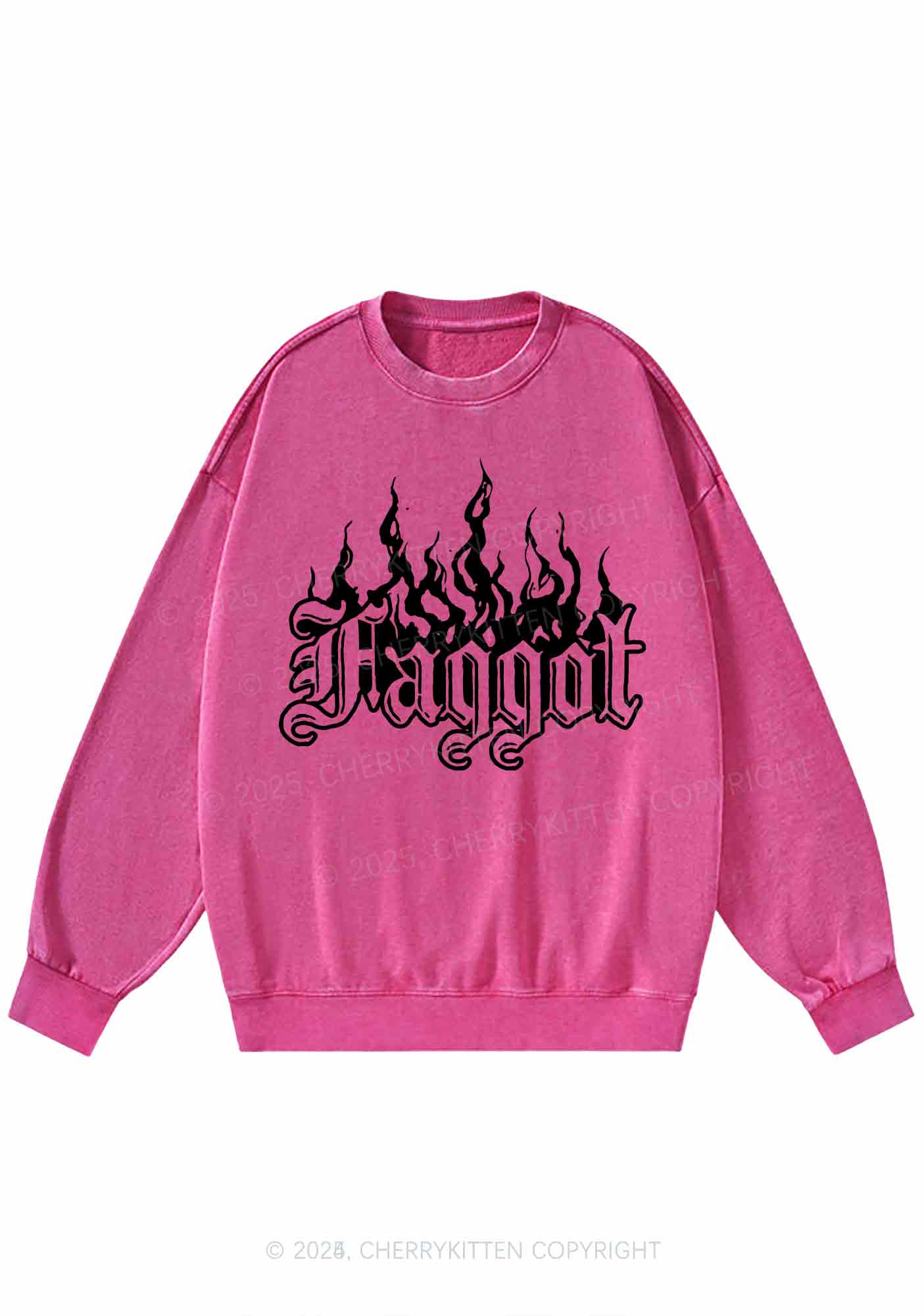 Halloween Goth Faggot Pride Y2K Washed Sweatshirts Cherrykitten - Image 4