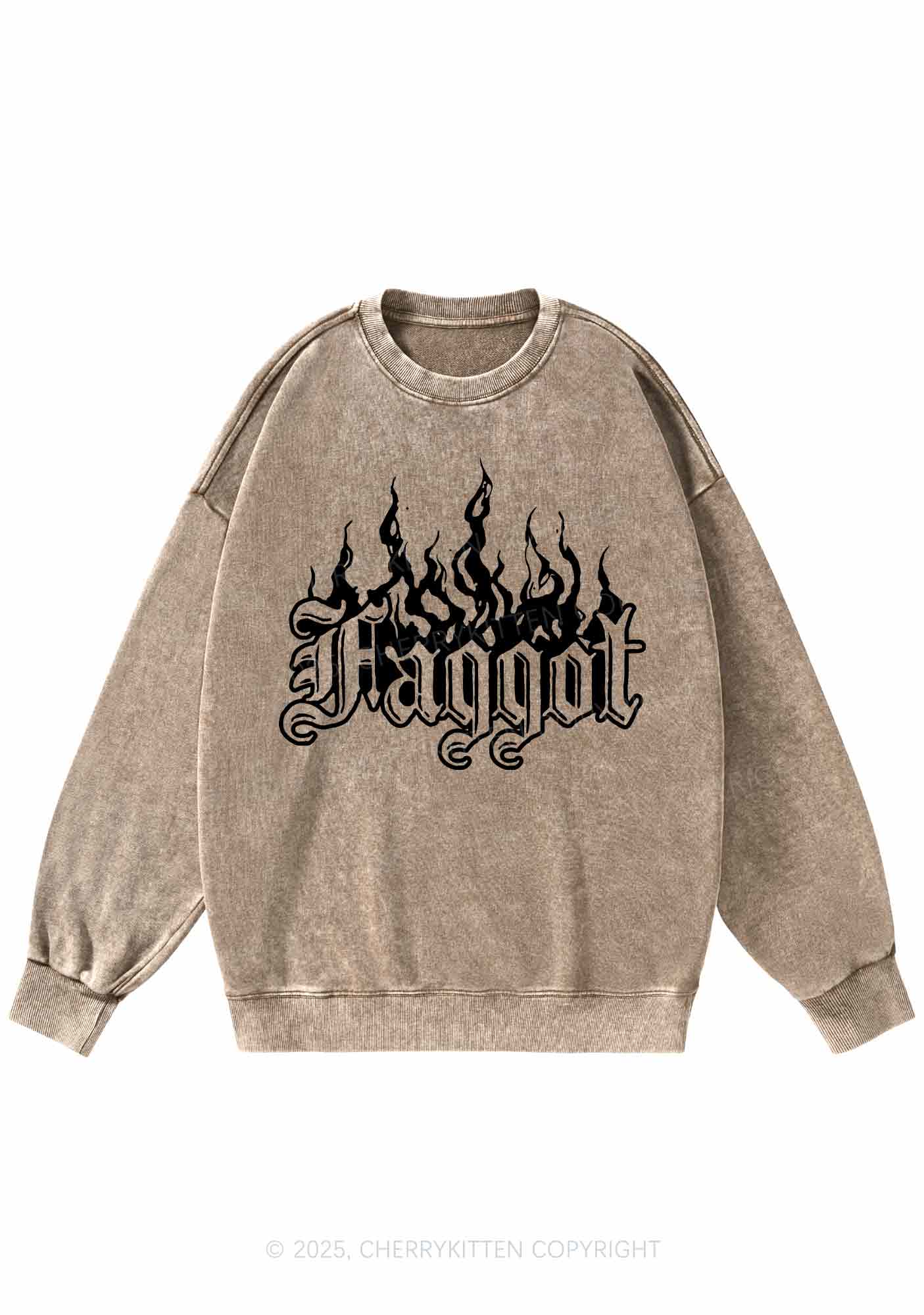 Halloween Goth Faggot Pride Y2K Washed Sweatshirts Cherrykitten - Image 6