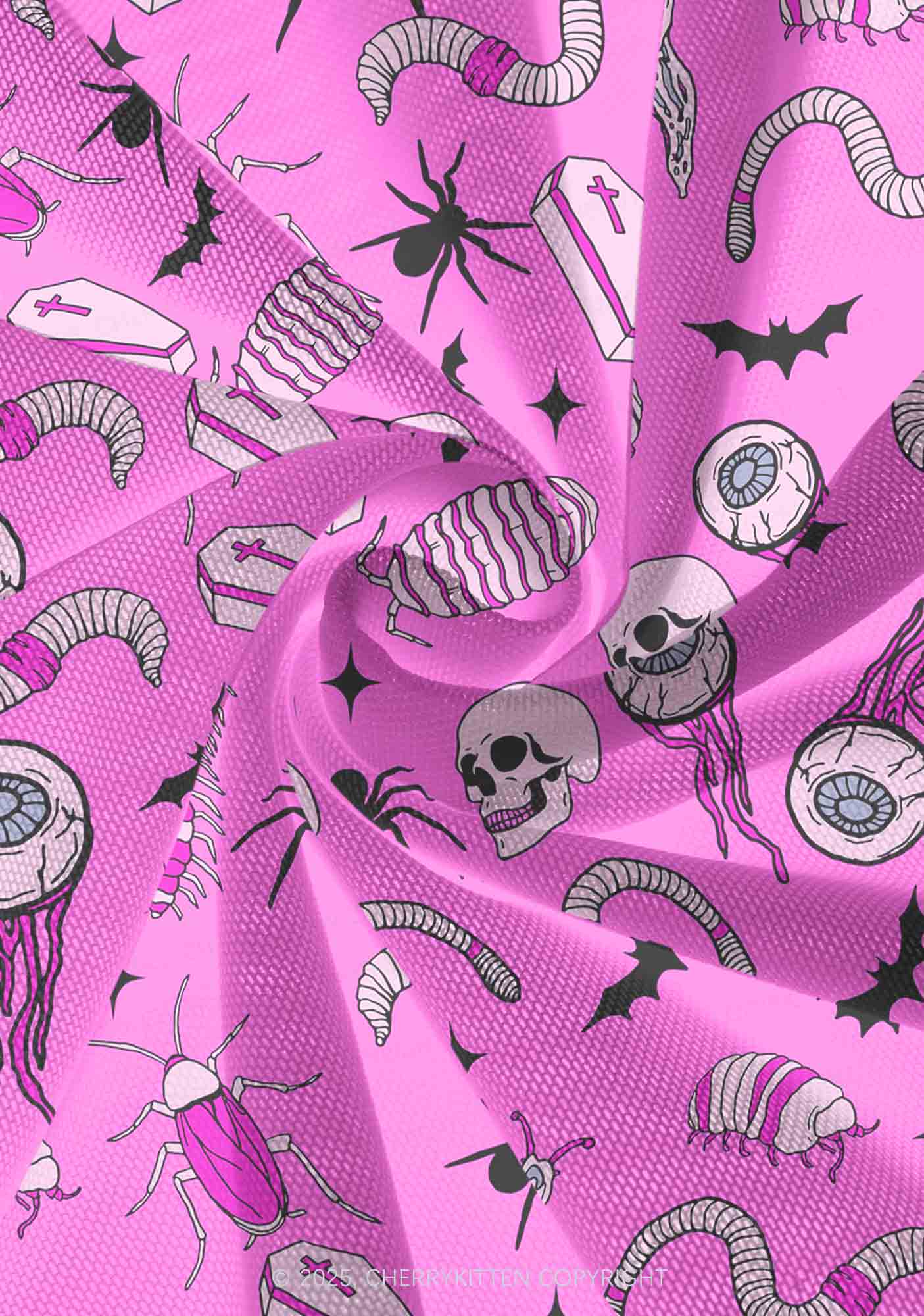 Halloween Goth Pink Party Y2K Print Mini Layered Skirt Cherrykitten - Image 4