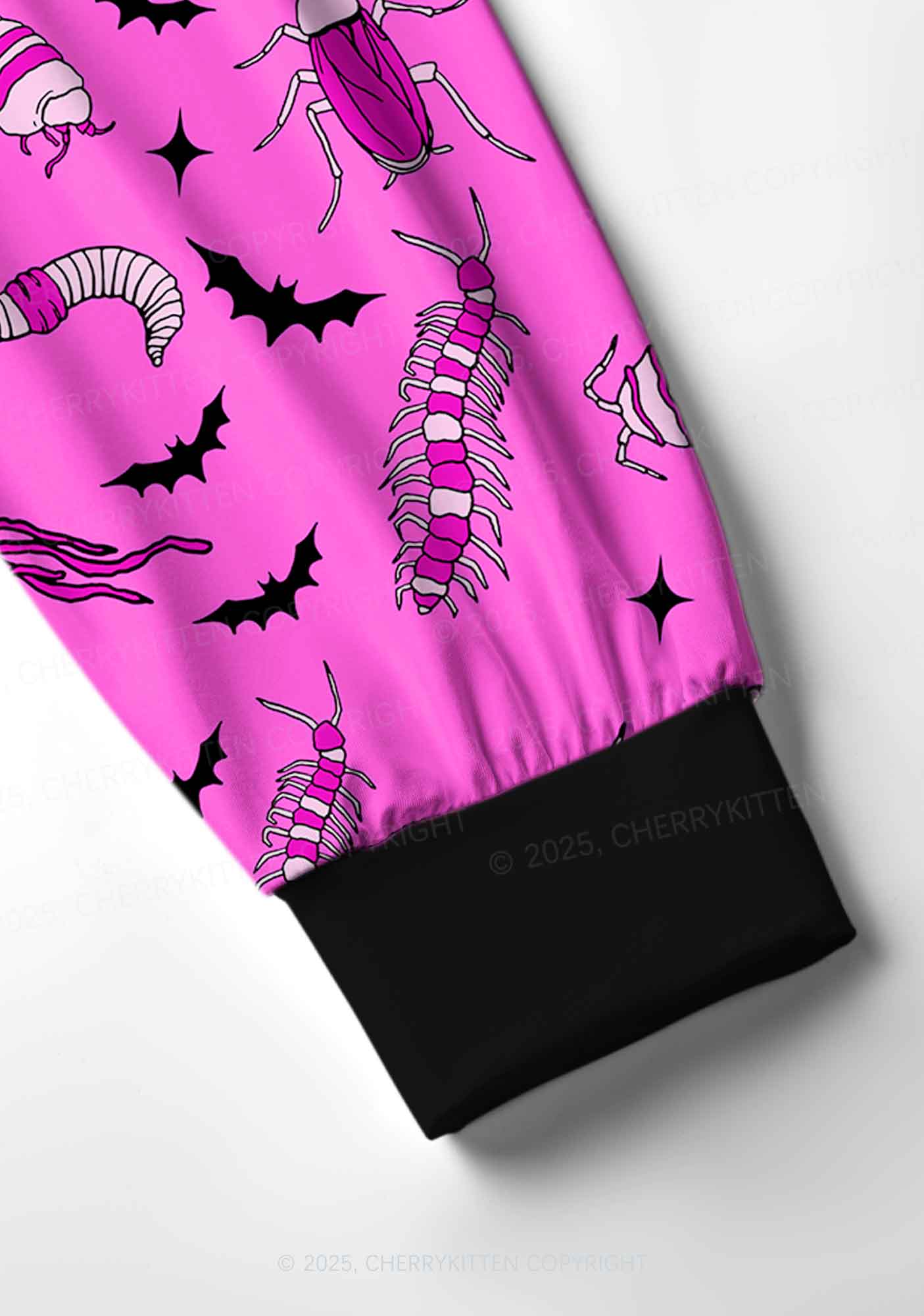 Halloween Goth Pink Party Y2K Print Long Sleeve Pajama Set Cherrykitten - Image 5