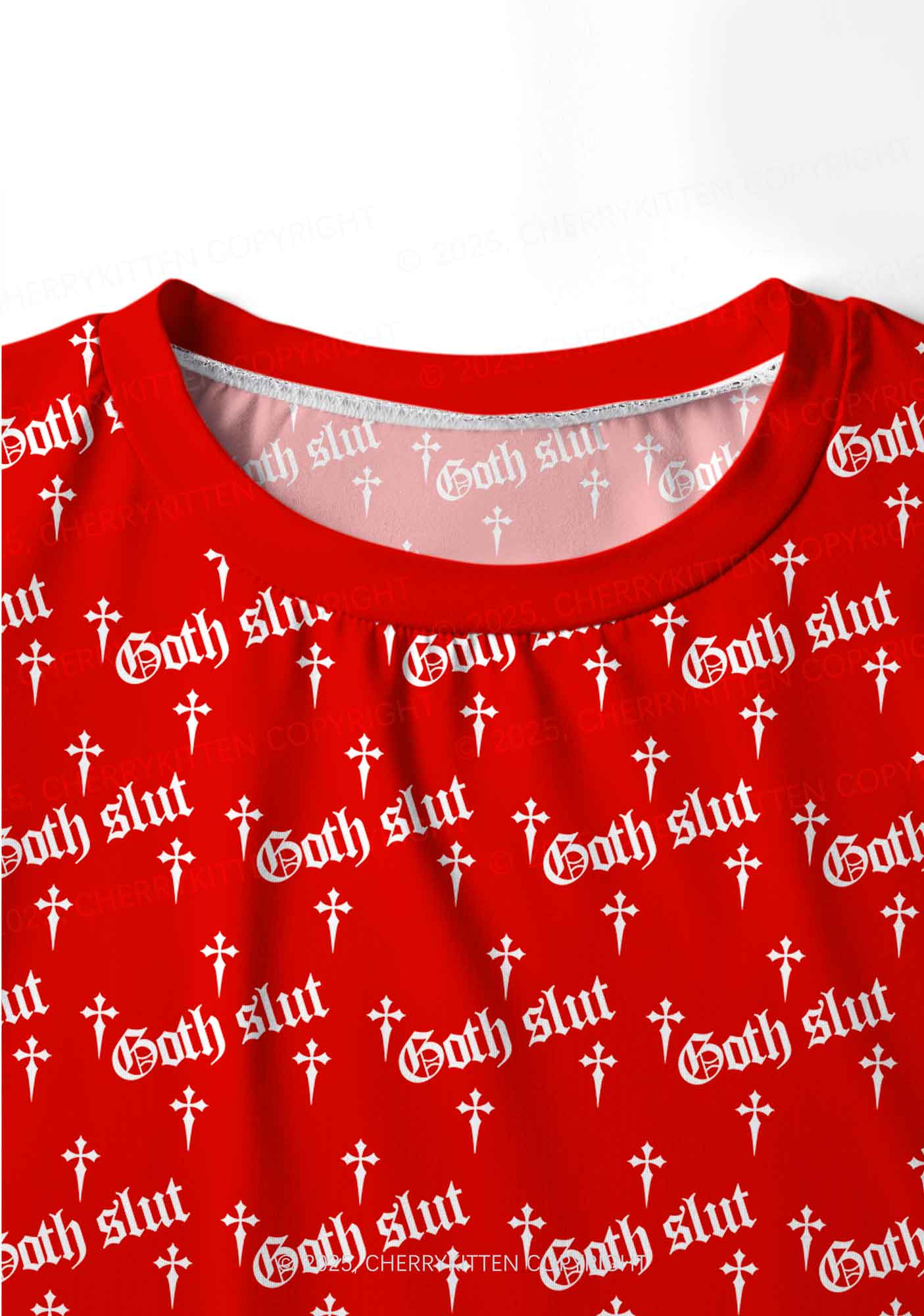 Halloween Goth Slxt Y2K Print Long Sleeve Pajama Set Cherrykitten - Image 4