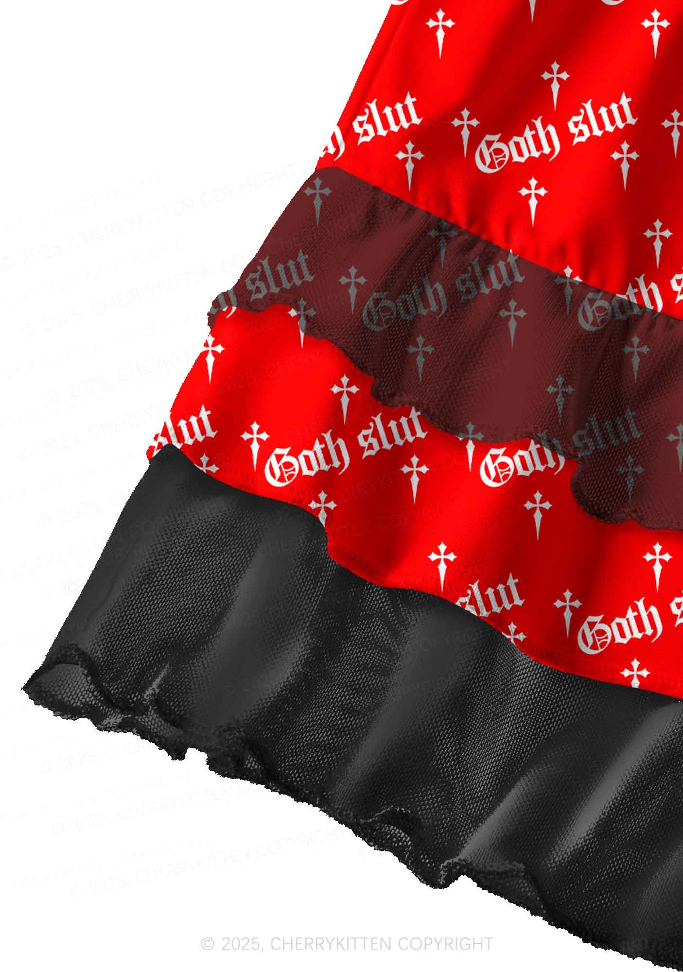 Halloween Goth Slxt Y2K Print Mini Layered Skirt Cherrykitten - Image 3