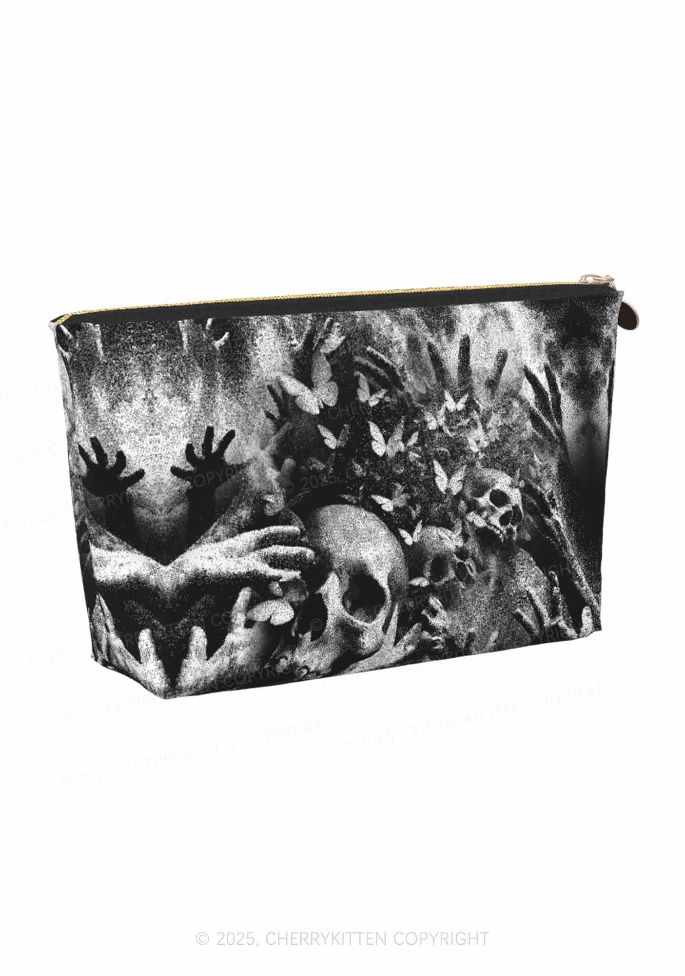 Halloween Gothic Skull Y2K Leather Makeup Bag Cherrykitten - Image 3