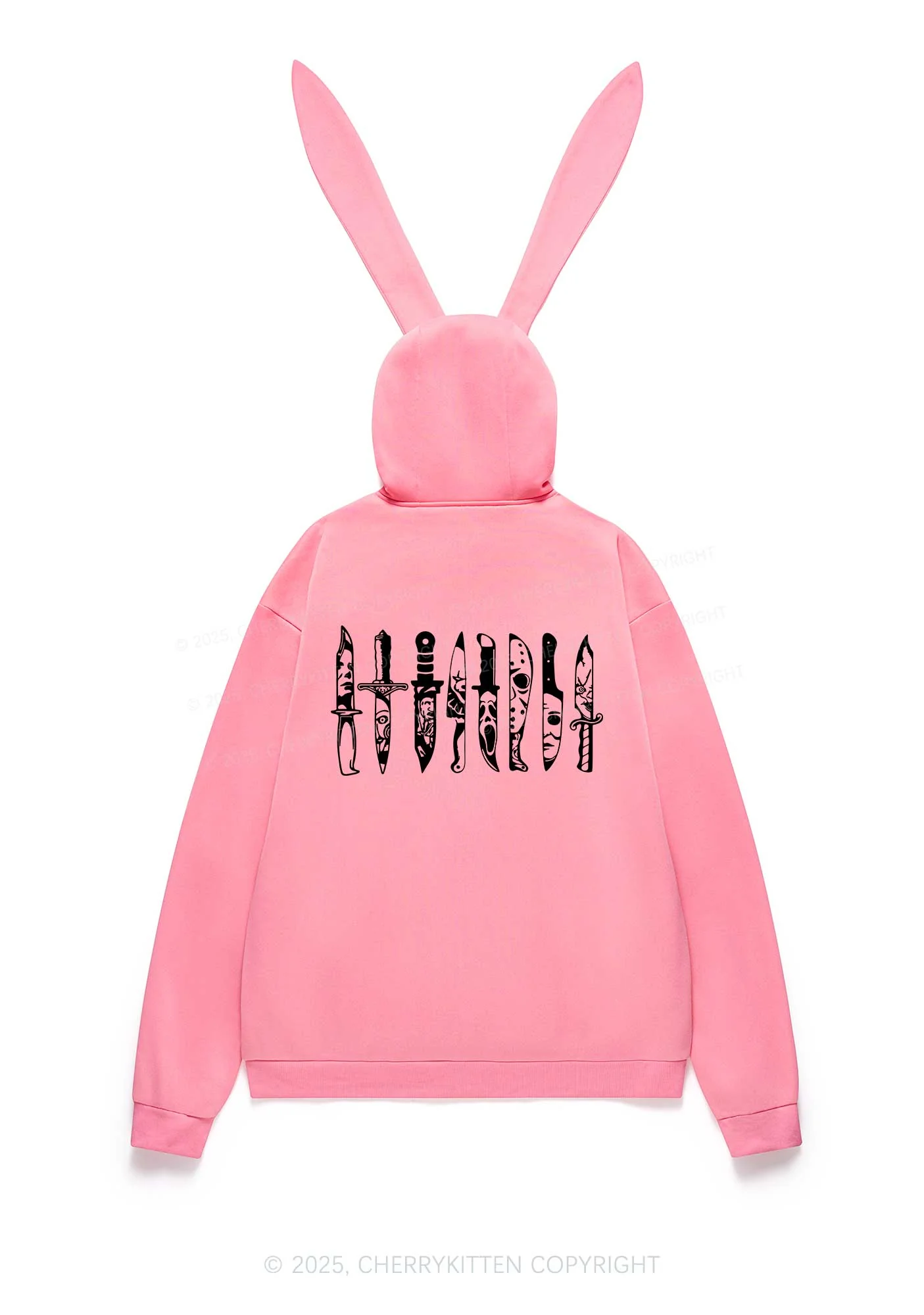 Halloween Grimace Daggers Y2K Bunny Ear Zip Hoodie Cherrykitten - Image 8
