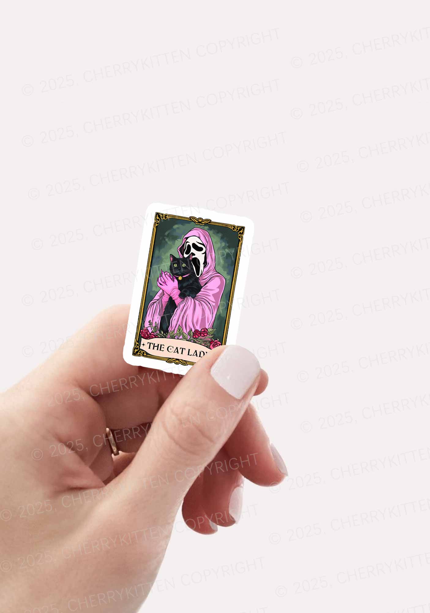 Halloween The Skull Cat Lady Y2K Sticker Cherrykitten - Image 2