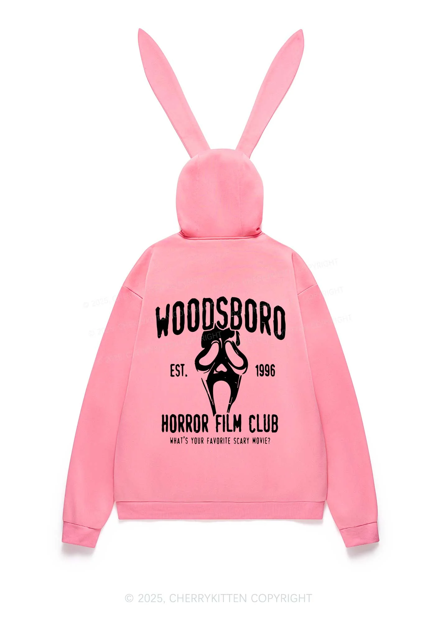 Halloween Horror Film Club Y2K Bunny Ear Zip Hoodie Cherrykitten - Image 8