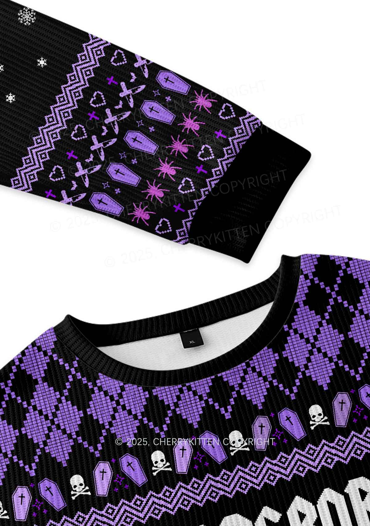 Halloween Horror Film Club Y2K Christmas Knit Sweatshirt Cherrykitten - Image 4