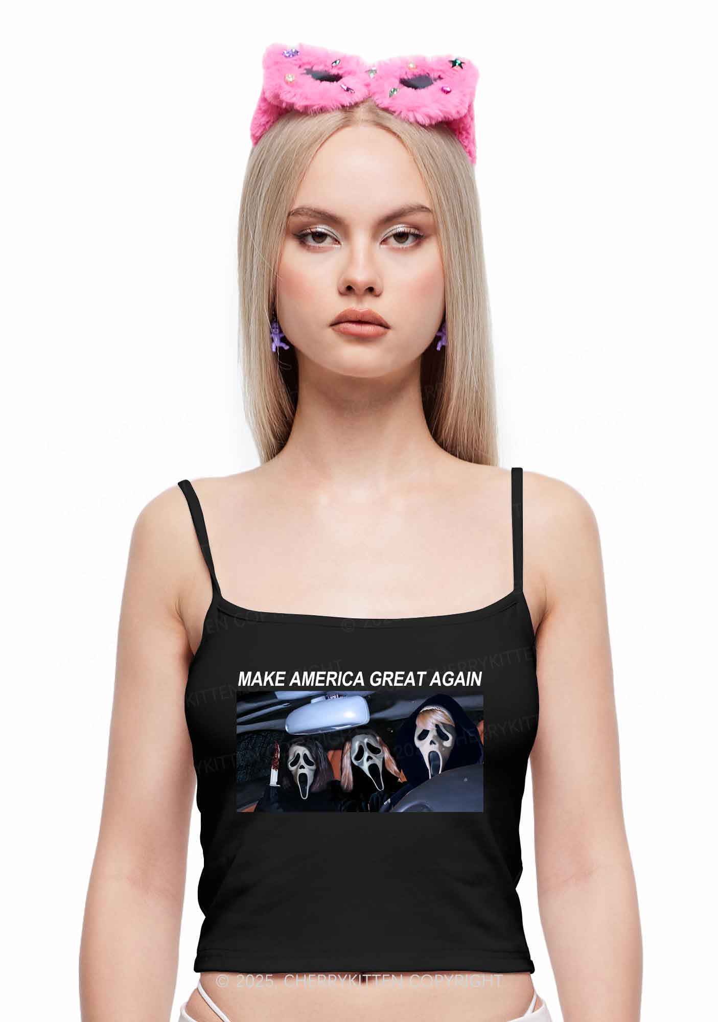 Halloween Ghost Make America Great Again Y2K Spaghetti Strap Cami Cherrykitten - Image 2
