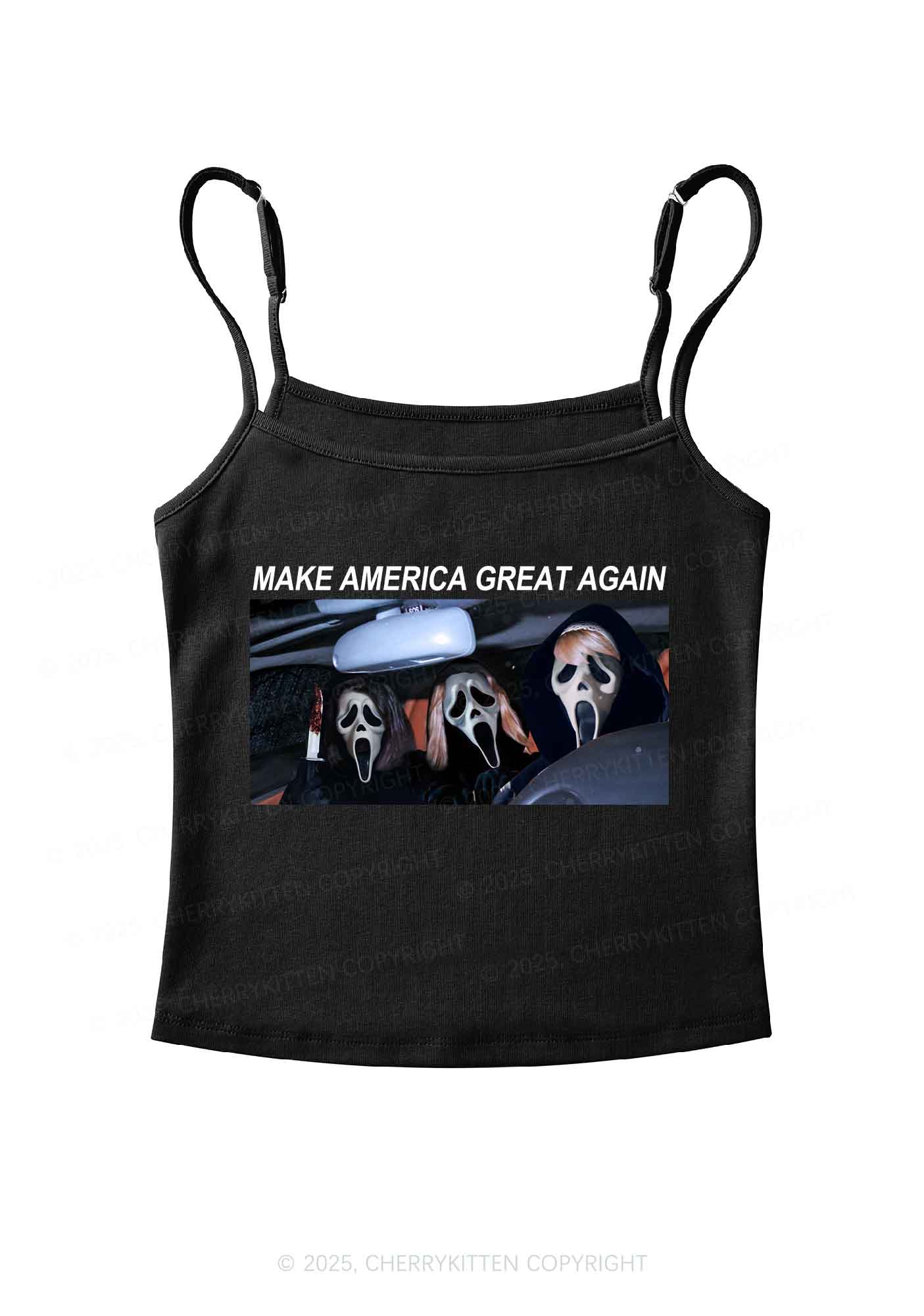 Halloween Ghost Make America Great Again Y2K Spaghetti Strap Cami Cherrykitten - Image 7
