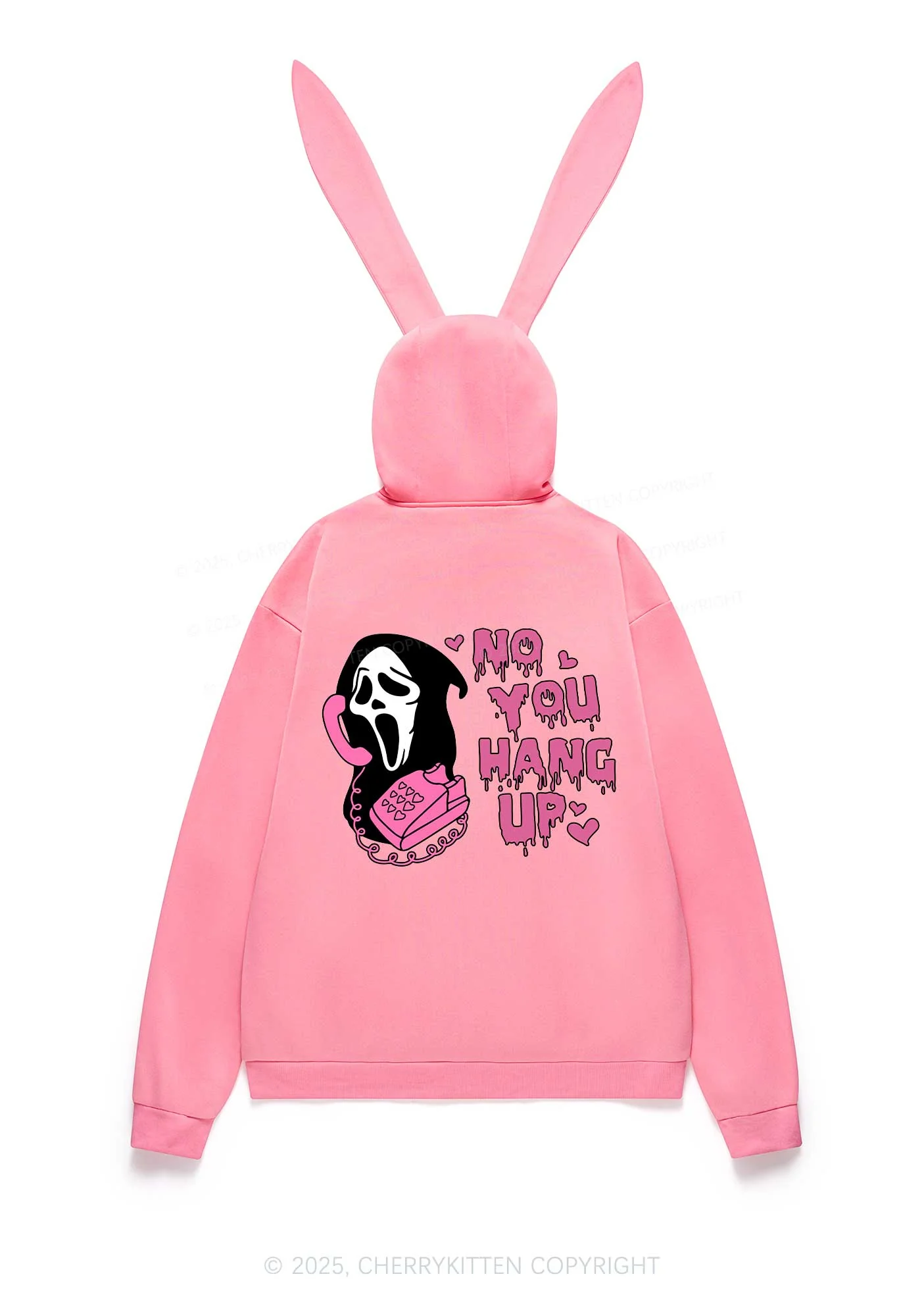 Halloween No You Hang Up Y2K Bunny Ear Zip Hoodie Cherrykitten - Image 4