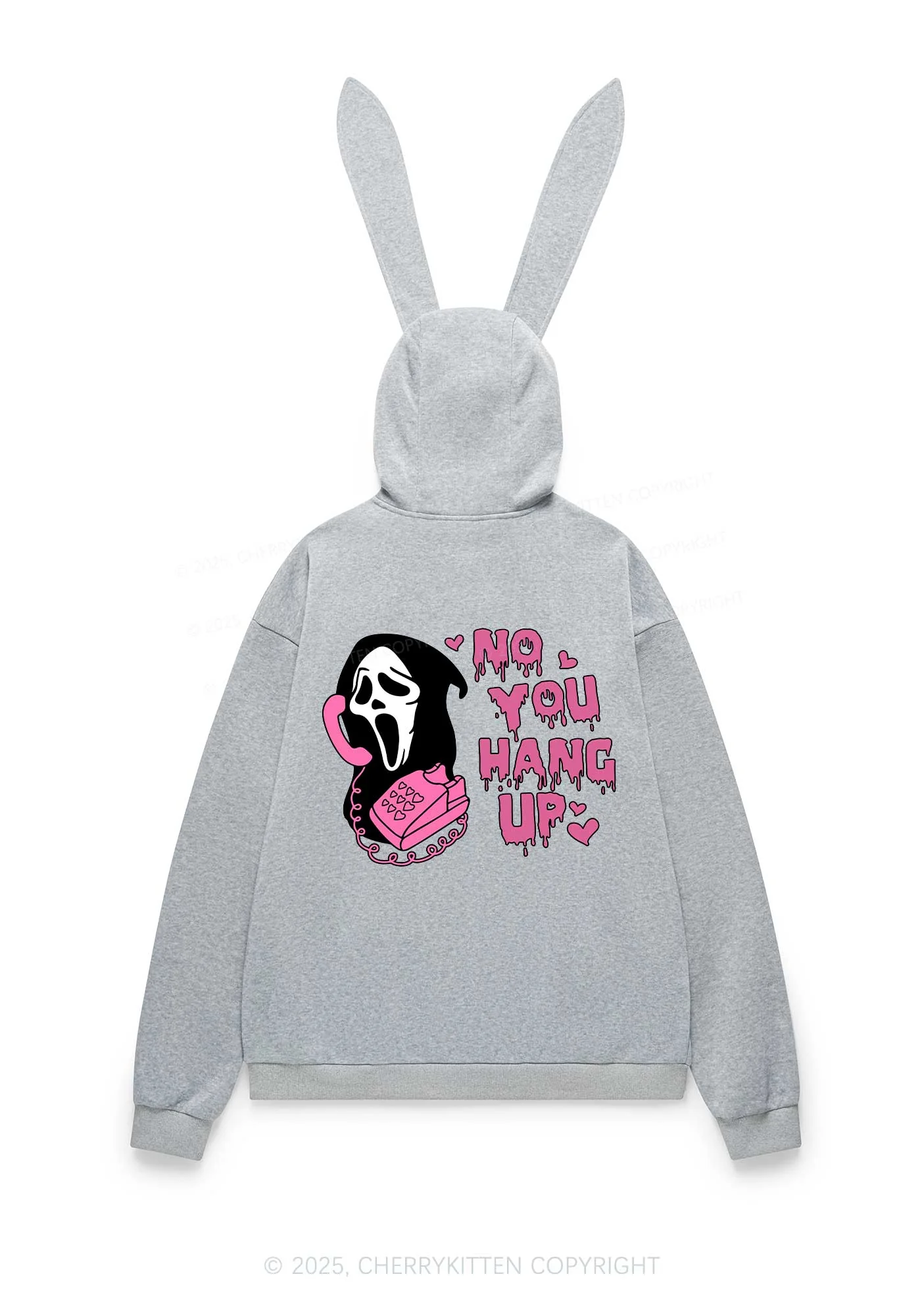 Halloween No You Hang Up Y2K Bunny Ear Zip Hoodie Cherrykitten - Image 5