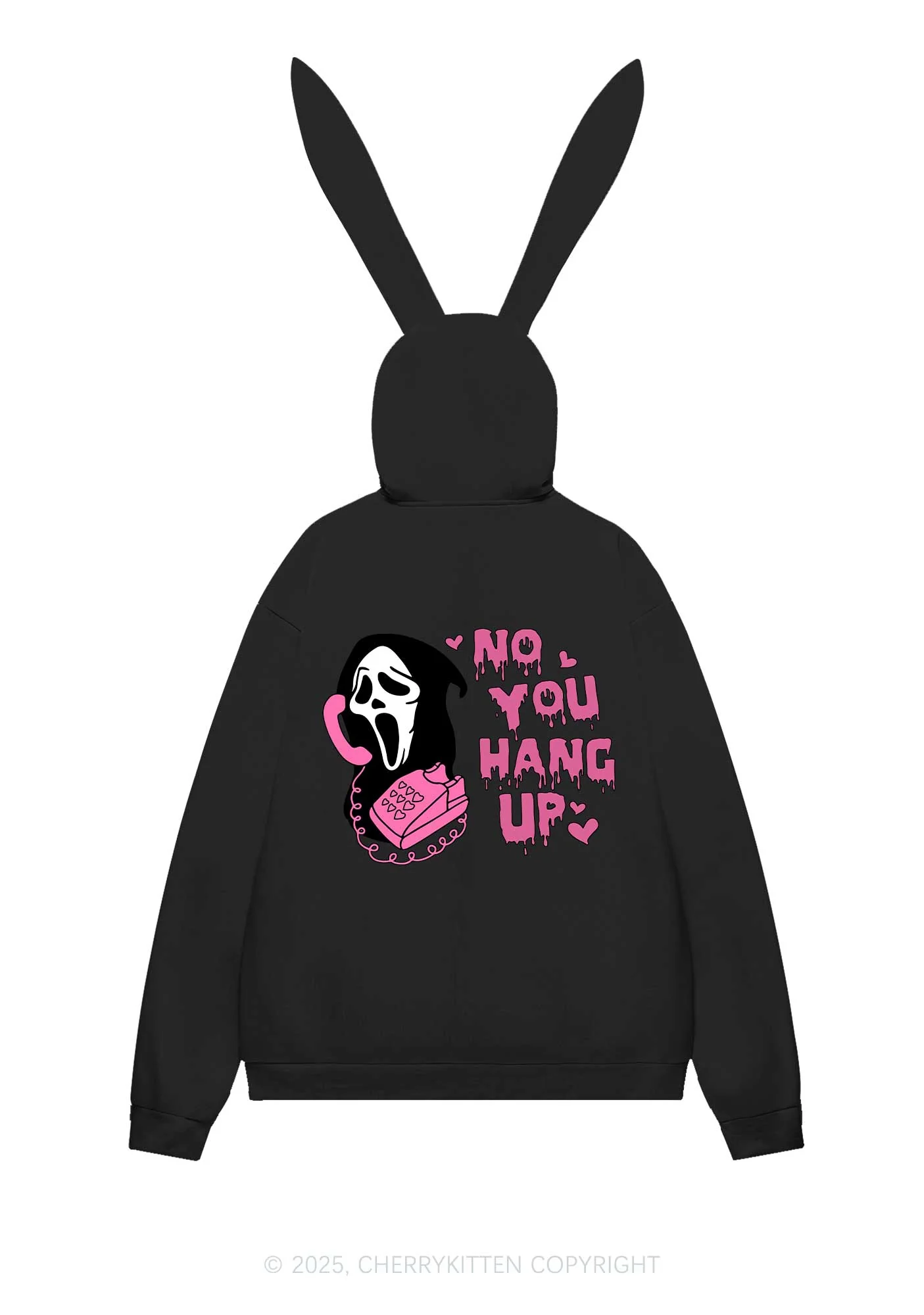 Halloween No You Hang Up Y2K Bunny Ear Zip Hoodie Cherrykitten - Image 6