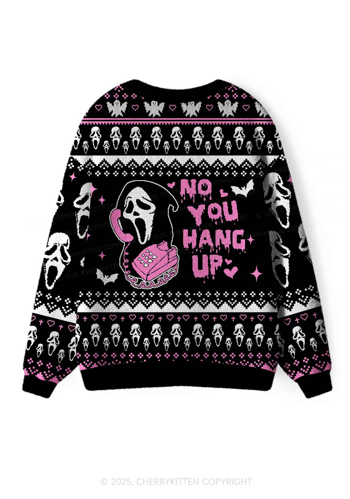 Halloween No You Hang Up Y2K Christmas Cardigan Knit Sweatshirt Cherrykitten - Image 2