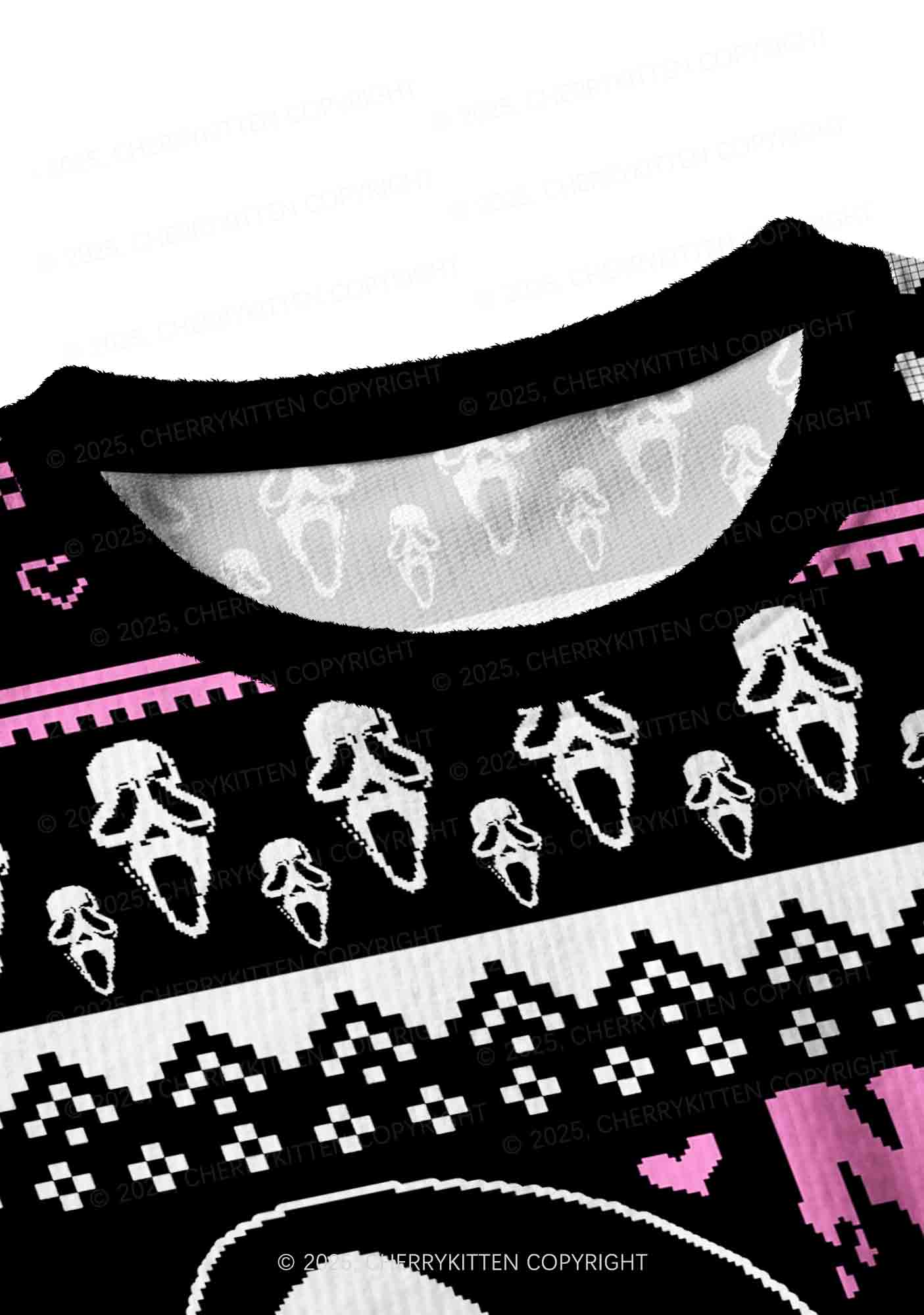 Halloween No You Hang Up Y2K Christmas Crop Knit Sweatshirt Cherrykitten - Image 4