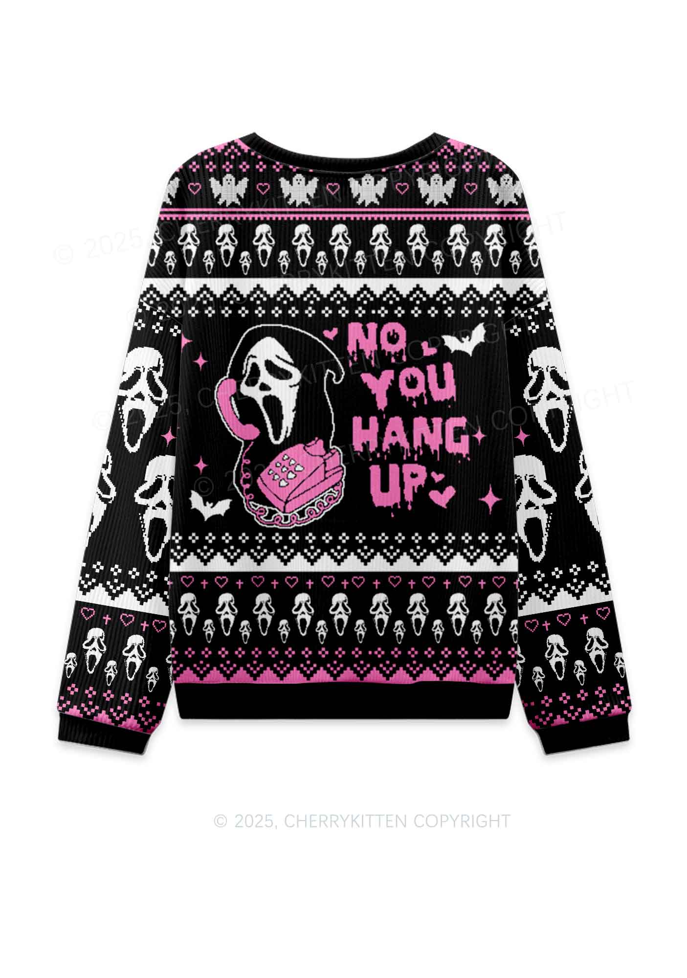 Halloween No You Hang Up Y2K Christmas Knit Sweatshirt Cherrykitten - Image 2