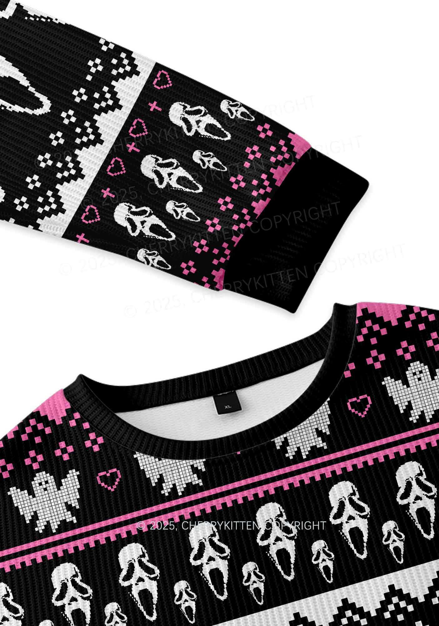 Halloween No You Hang Up Y2K Christmas Knit Sweatshirt Cherrykitten - Image 3