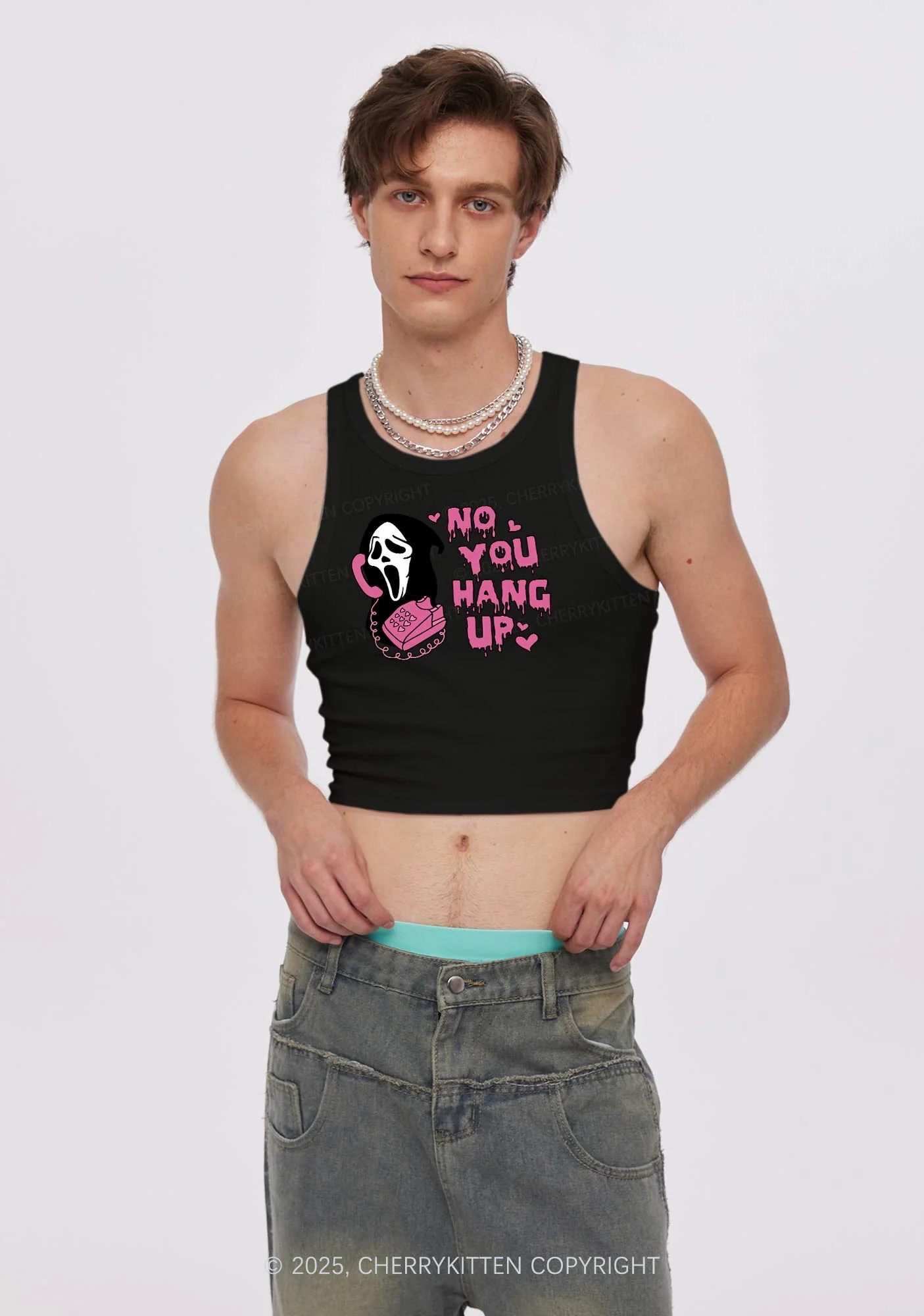 Halloween No You Hang Up Y2K Crop Tank Top Cherrykitten - Image 2
