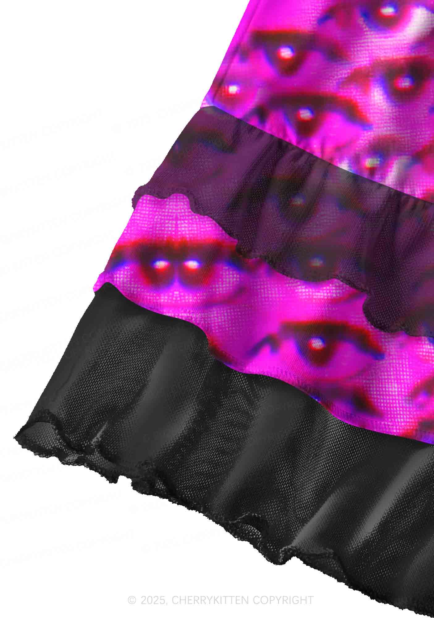 Halloween Pink Eyes Y2K Print Mini Layered Skirt Cherrykitten - Image 3