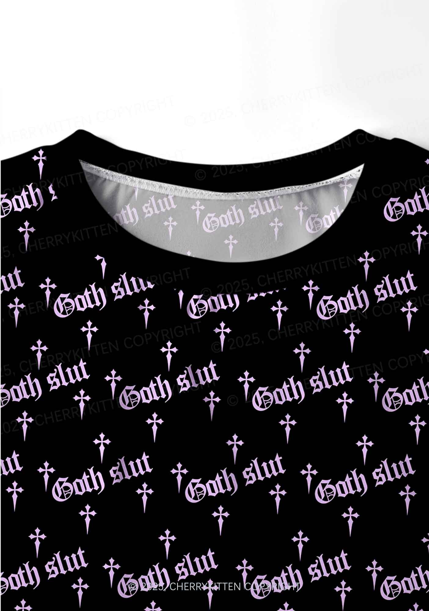Halloween Pink Goth Slxt Y2K Print Long Sleeve Pajama Set Cherrykitten - Image 4