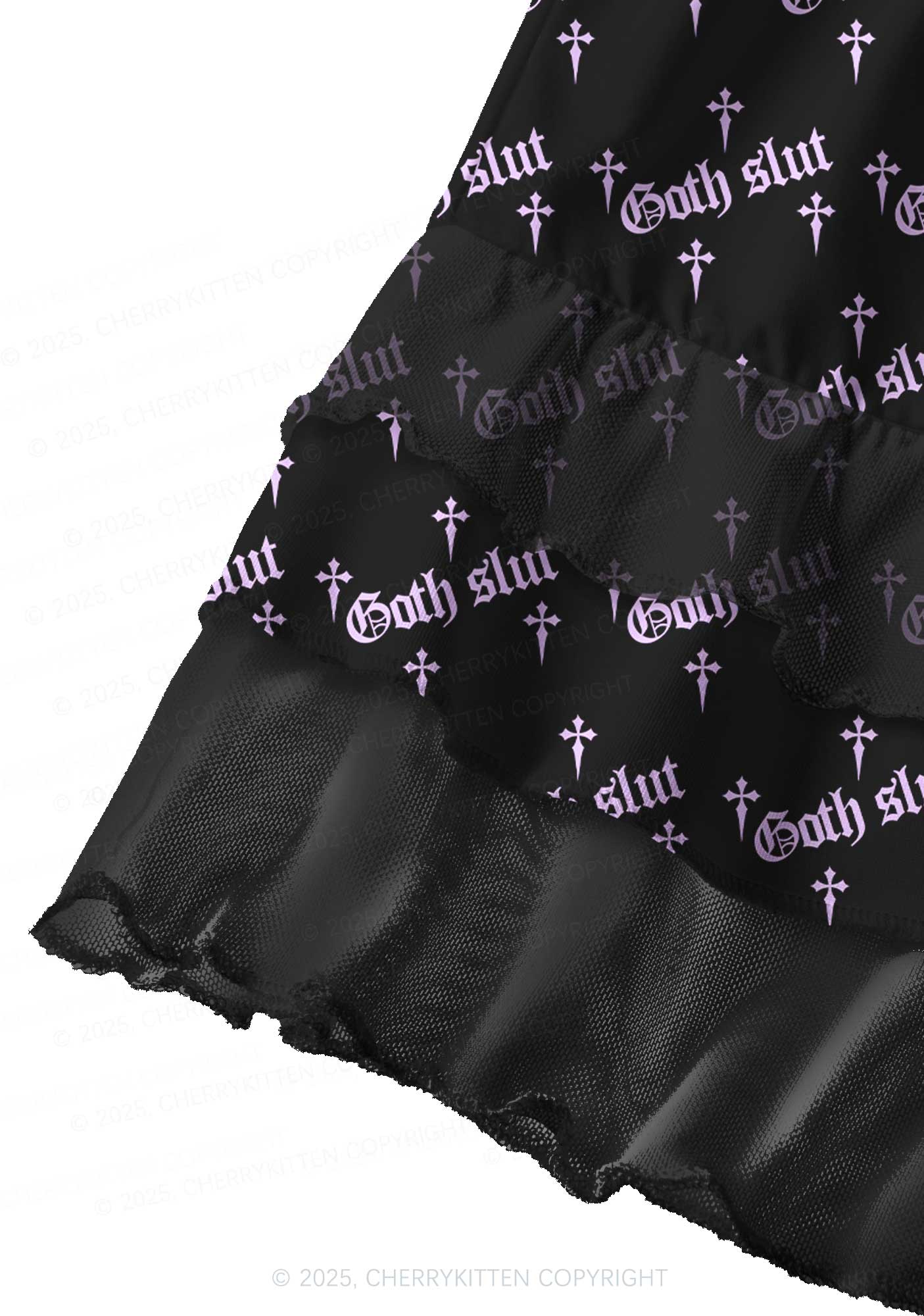 Halloween Pink Goth Slxt Y2K Print Mini Layered Skirt Cherrykitten - Image 4