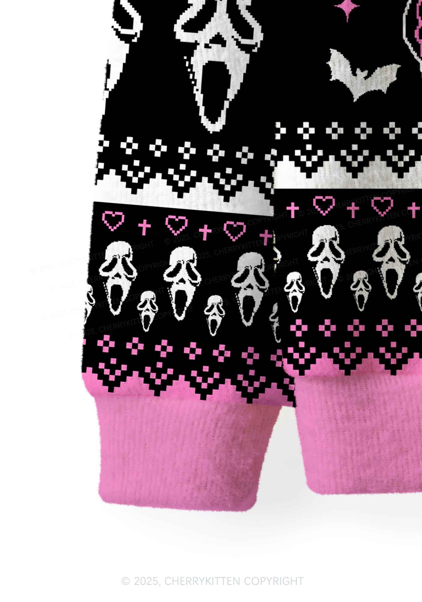 Halloween Pink No You Hang Up Y2K Christmas Cardigan Knit Sweatshirt Cherrykitten - Image 4