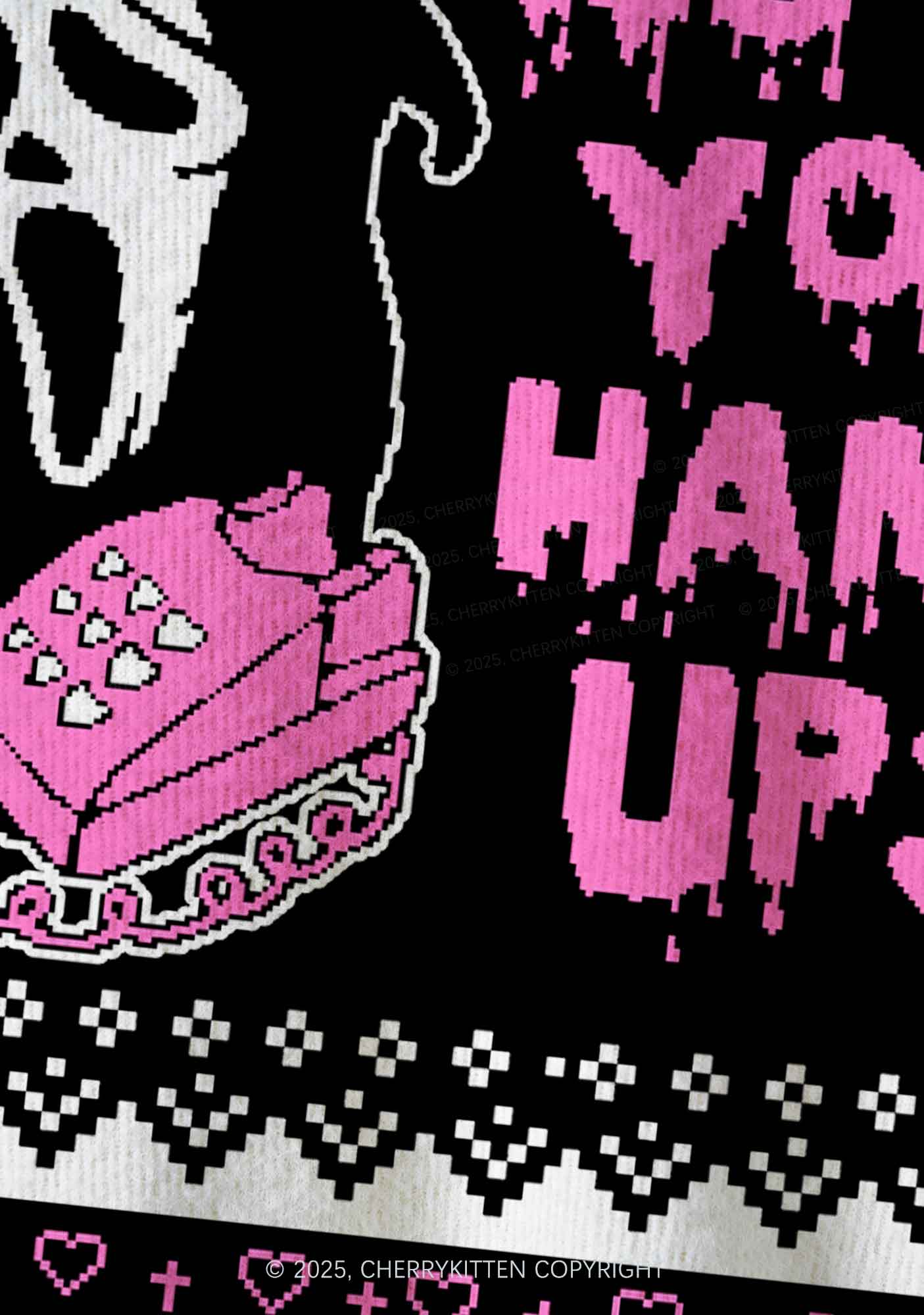 Halloween Pink No You Hang Up Y2K Christmas Cardigan Knit Sweatshirt Cherrykitten - Image 5