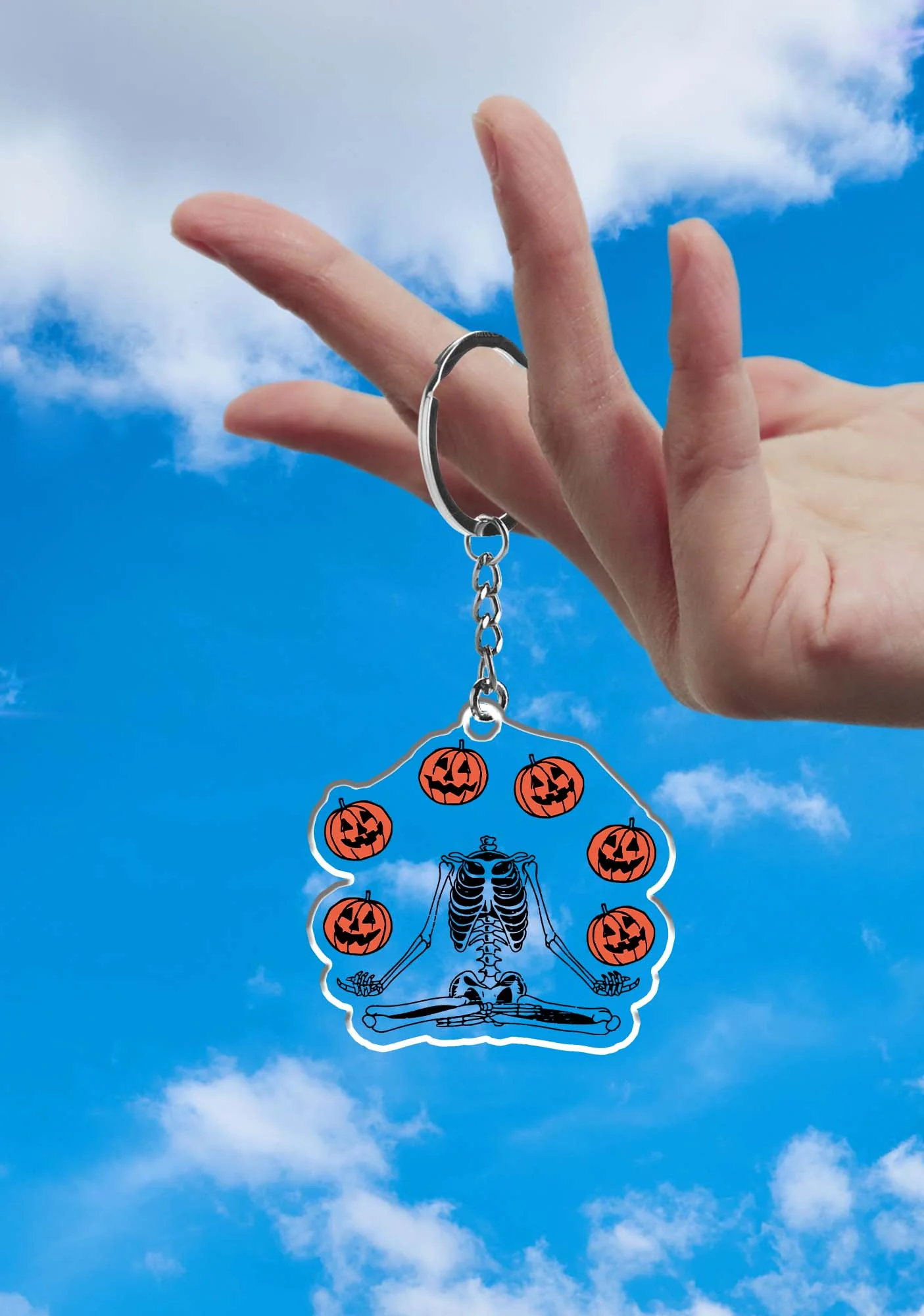 Halloween Pumpkin Head Skeleton 1Pc Y2K Keychain Cherrykitten - Image 2