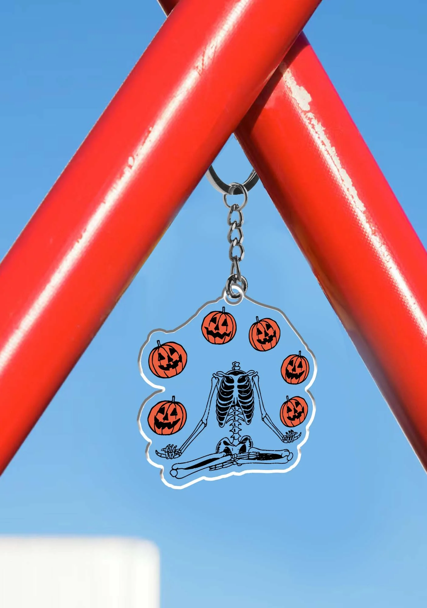 Halloween Pumpkin Head Skeleton 1Pc Y2K Keychain Cherrykitten - Image 3