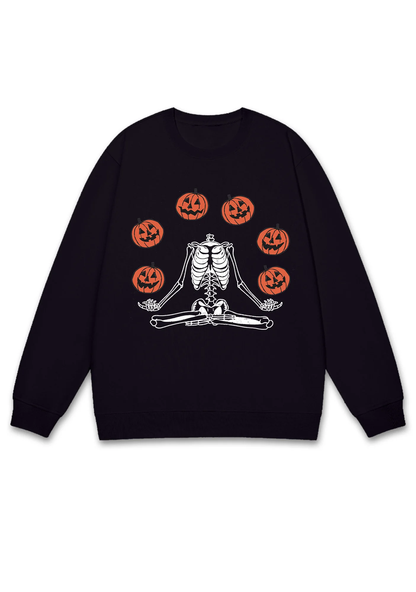 Halloween Pumpkin Head Skeleton Y2K Sweatshirt - Image 3