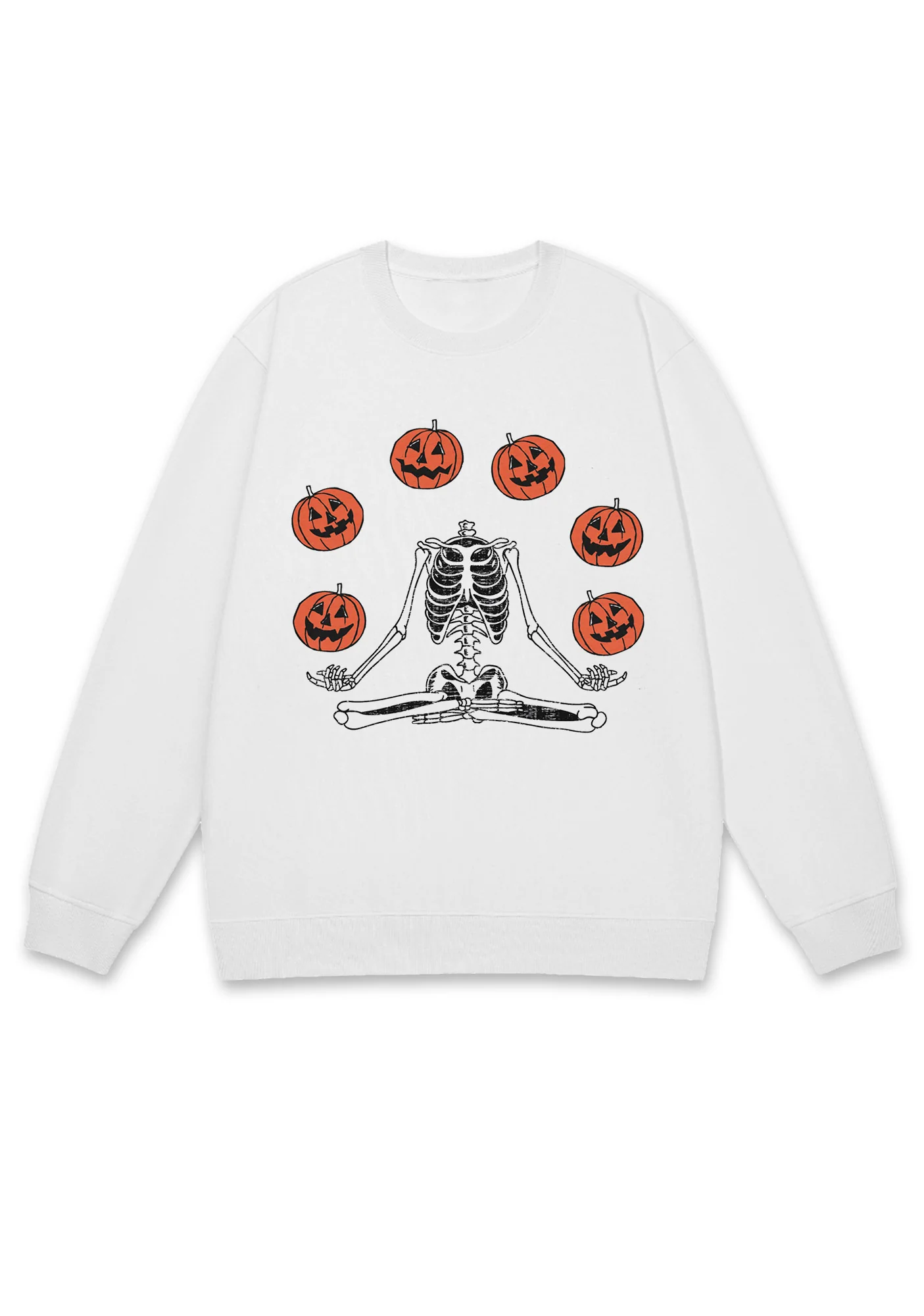 Halloween Pumpkin Head Skeleton Y2K Sweatshirt - Image 4
