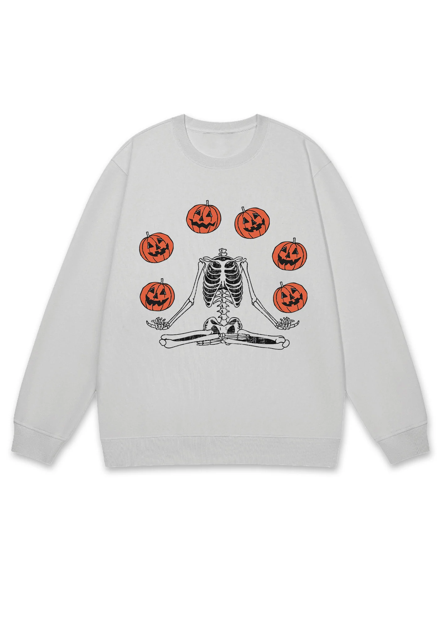 Halloween Pumpkin Head Skeleton Y2K Sweatshirt - Image 5