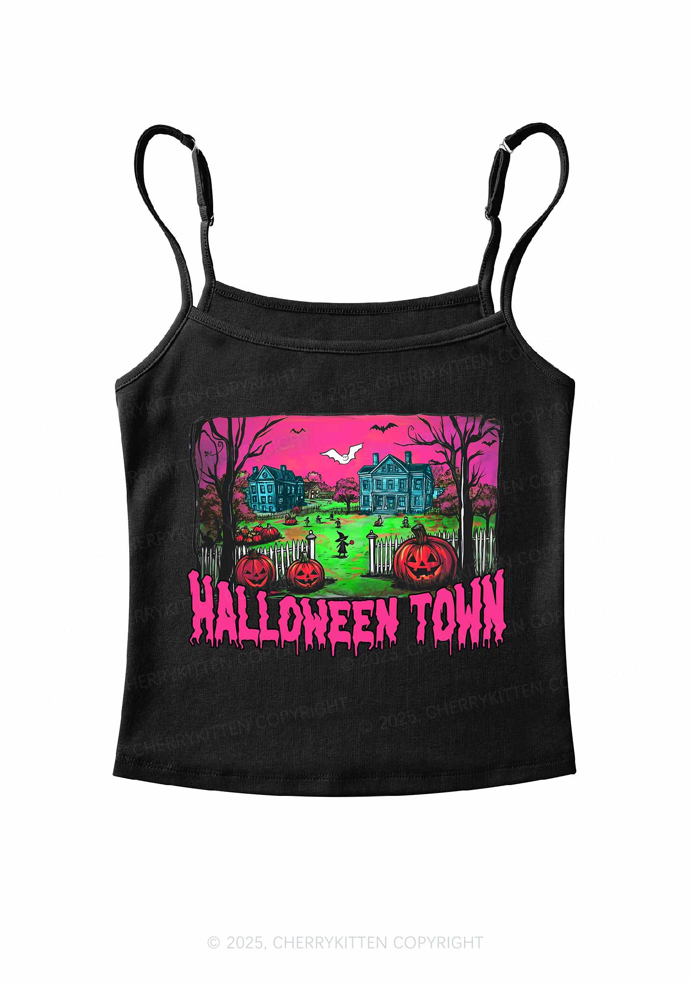 Halloween Pumpkin Town Y2K Spaghetti Strap Cami Cherrykitten - Image 3