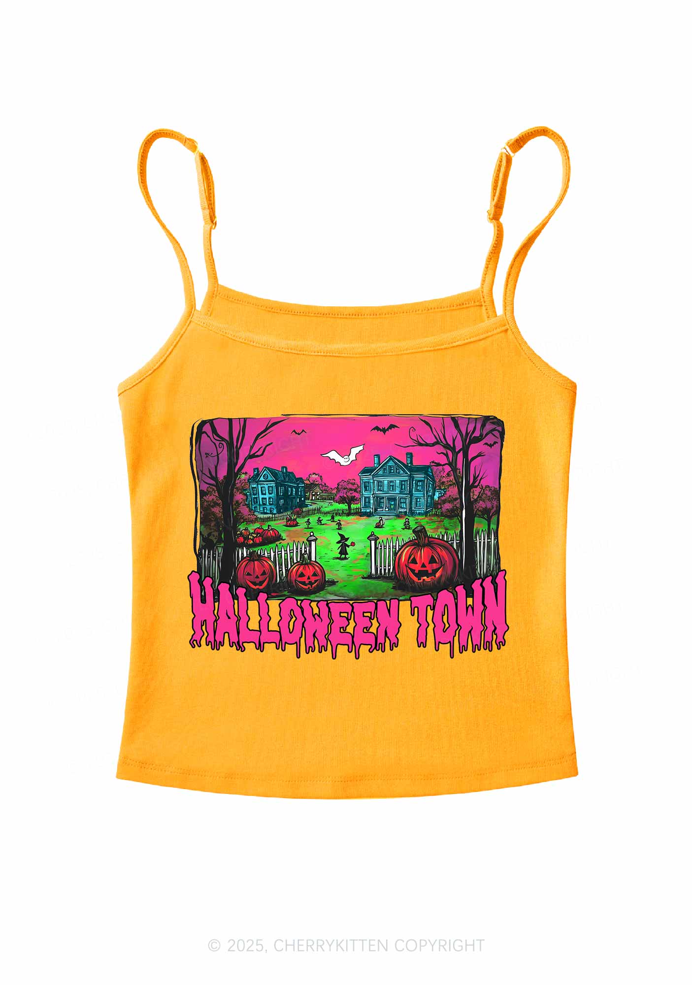 Halloween Pumpkin Town Y2K Spaghetti Strap Cami Cherrykitten - Image 5
