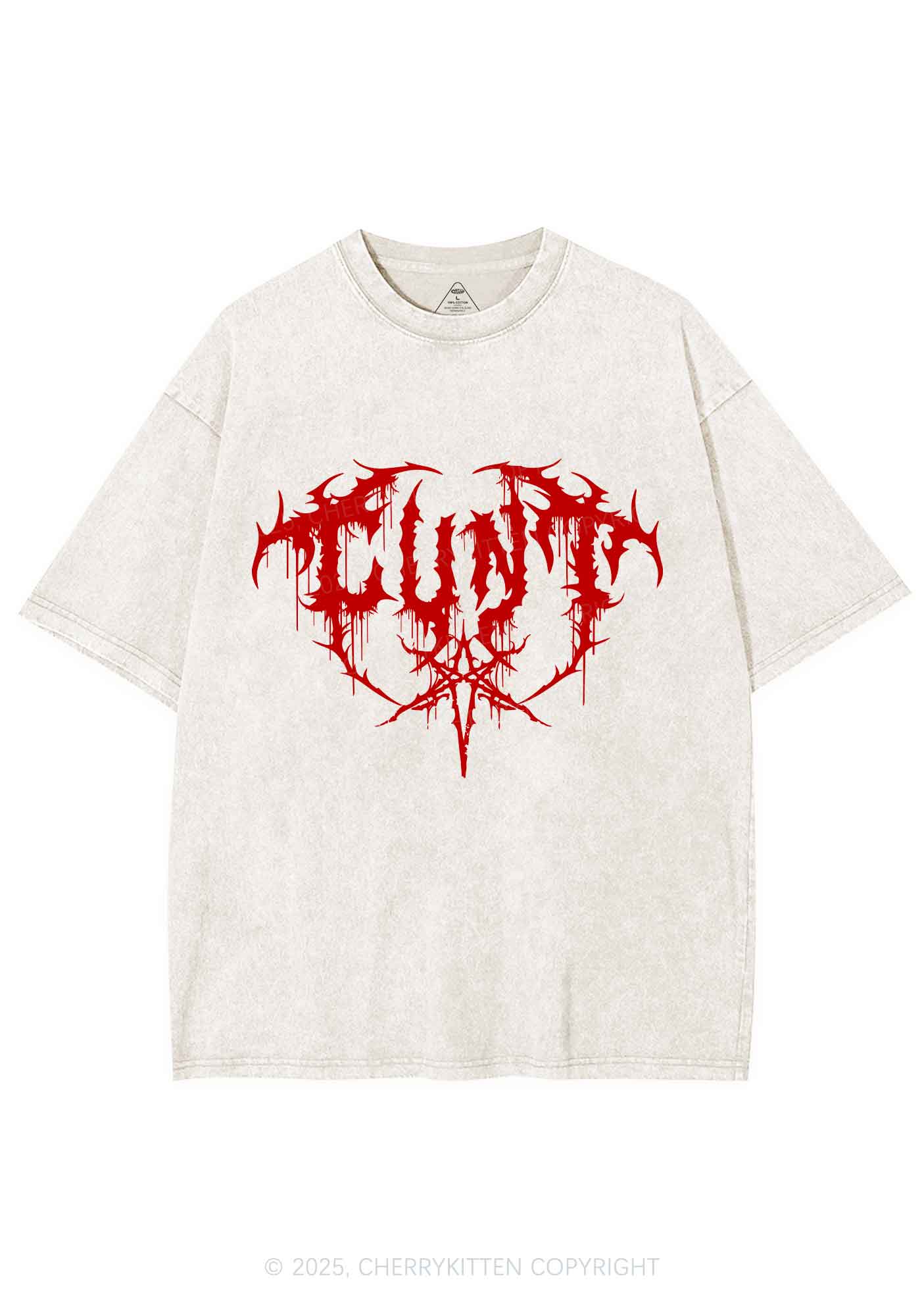 Halloween Punk Cxxt Y2K Shirts Washed Tee Cherrykitten - Image 3