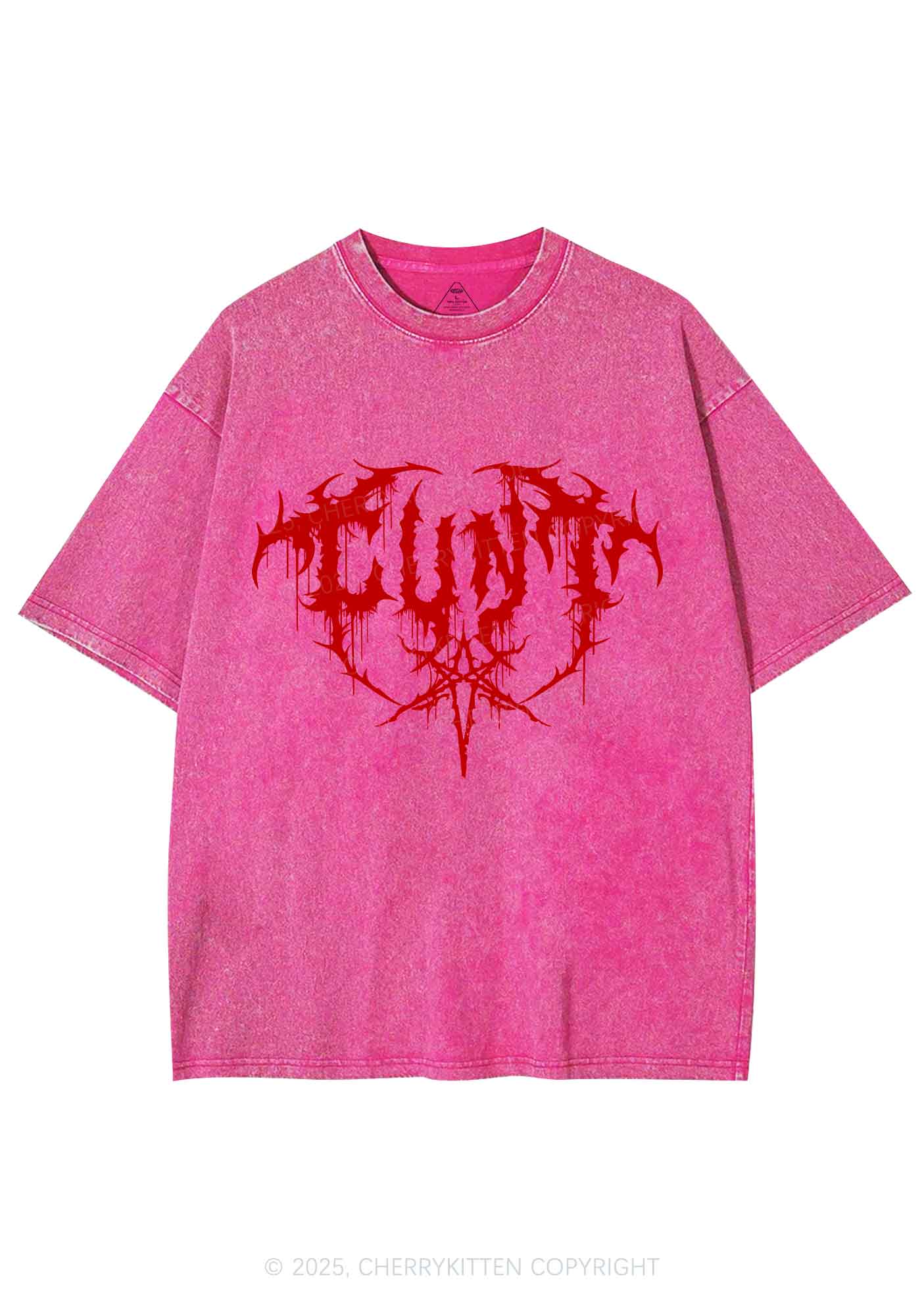 Halloween Punk Cxxt Y2K Shirts Washed Tee Cherrykitten - Image 4