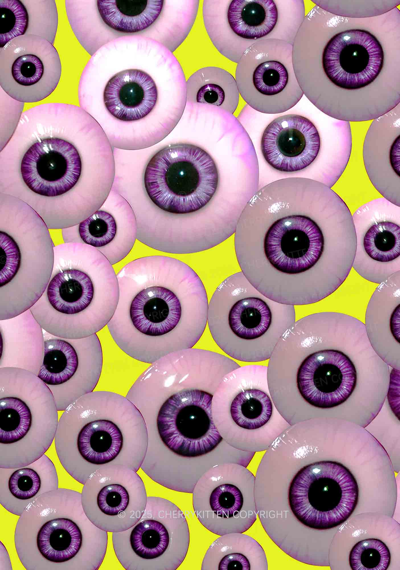 Halloween Purple Eyeballs Y2K Print Slip Dress Cherrykitten - Image 2