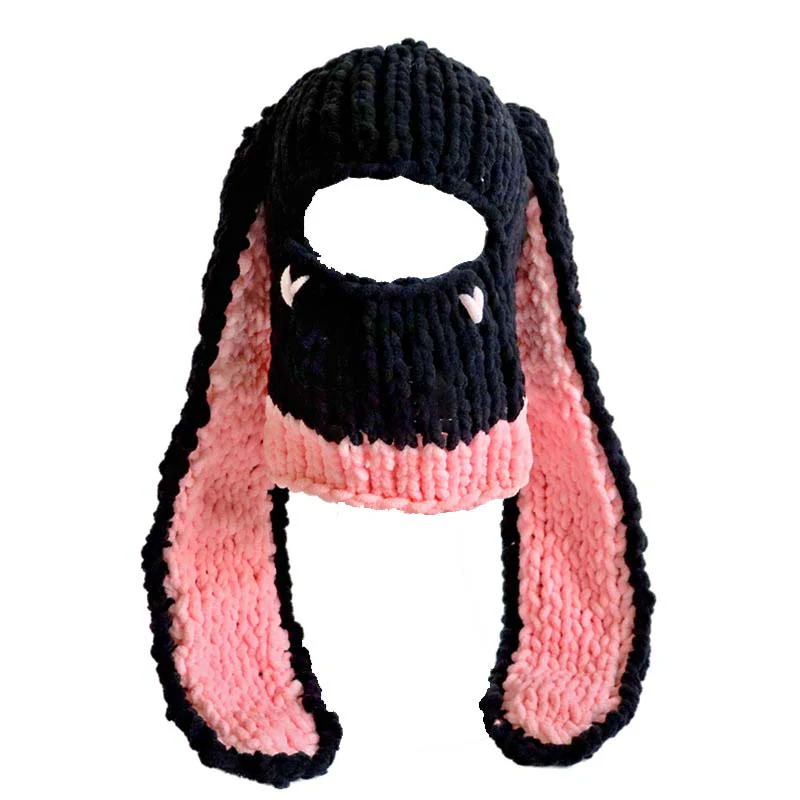 Halloween Balaclava Rabbit Ears Y2K Hand Knitted Hat - Image 4