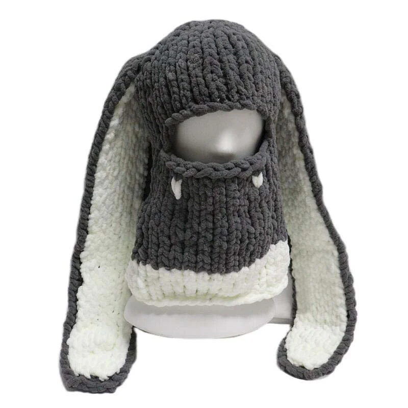 Halloween Balaclava Rabbit Ears Y2K Hand Knitted Hat - Image 6
