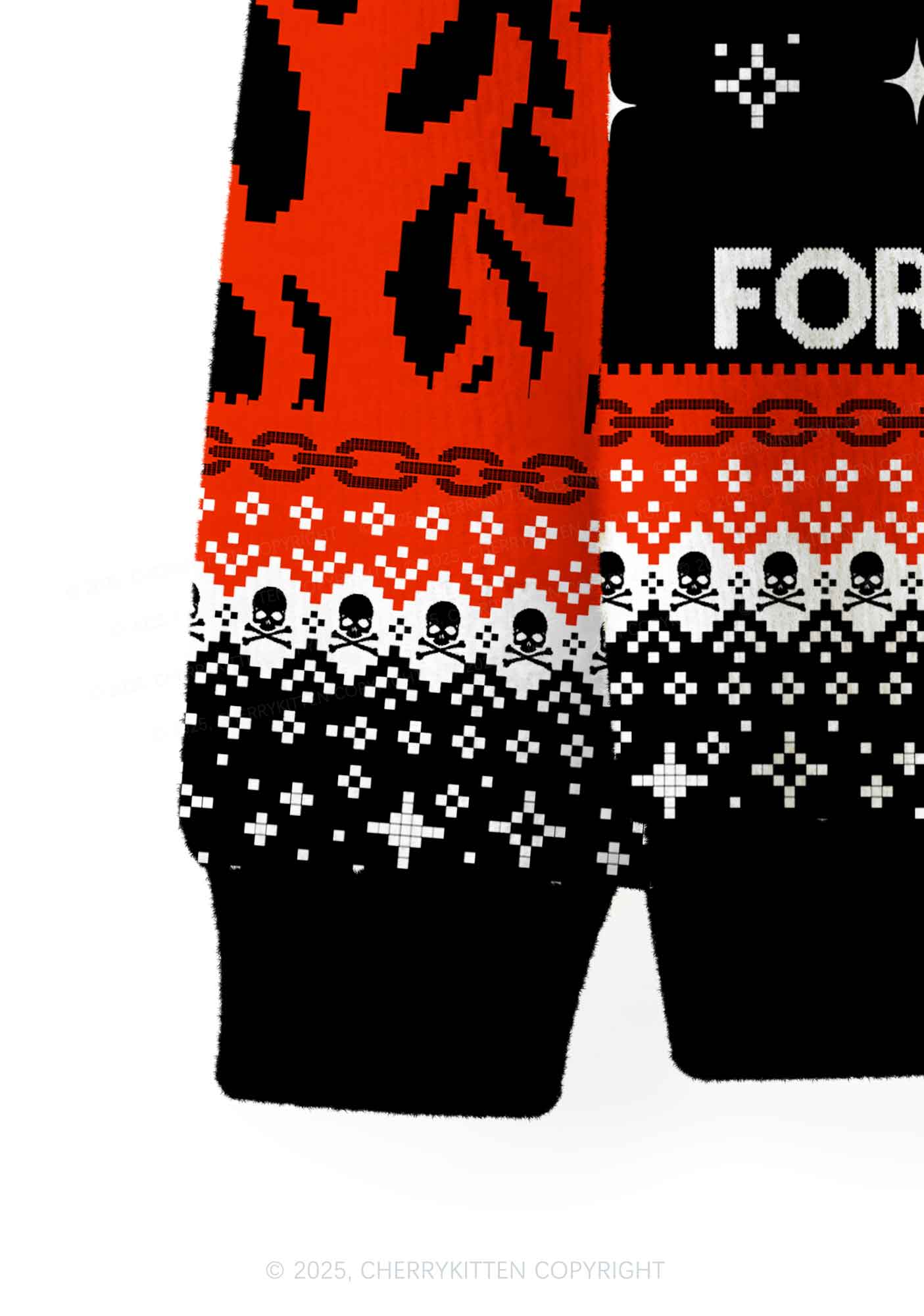 Halloween Satan Loves You Heart Y2K Christmas Cardigan Knit Sweatshirt Cherrykitten - Image 4