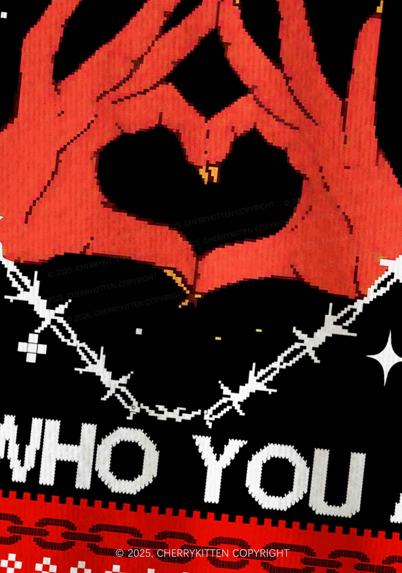 Halloween Satan Loves You Heart Y2K Christmas Cardigan Knit Sweatshirt Cherrykitten - Image 5