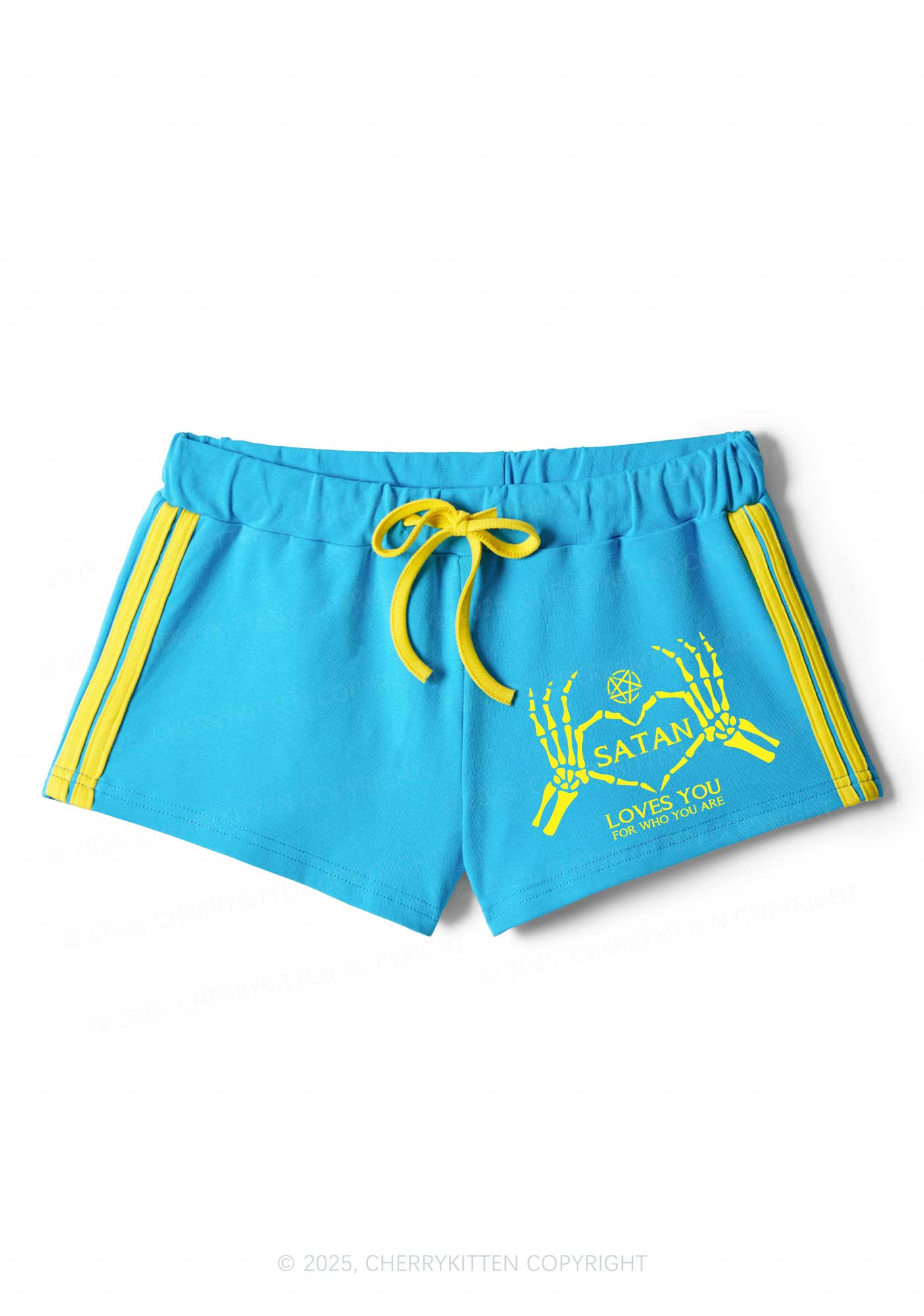 Halloween Satan Loves You Y2K Drawstring Mini Shorts Cherrykitten - Image 4