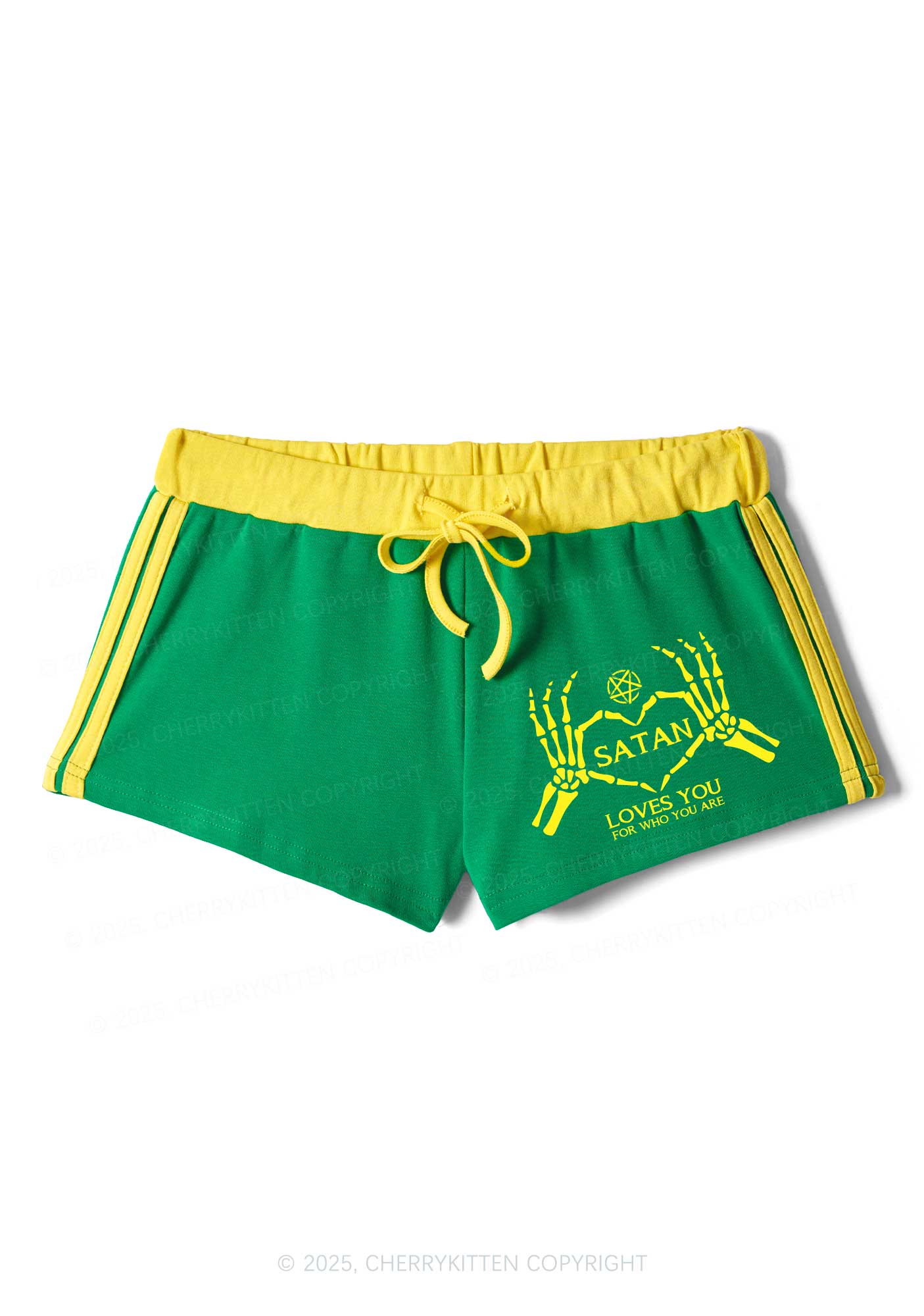Halloween Satan Loves You Y2K Drawstring Mini Shorts Cherrykitten - Image 5