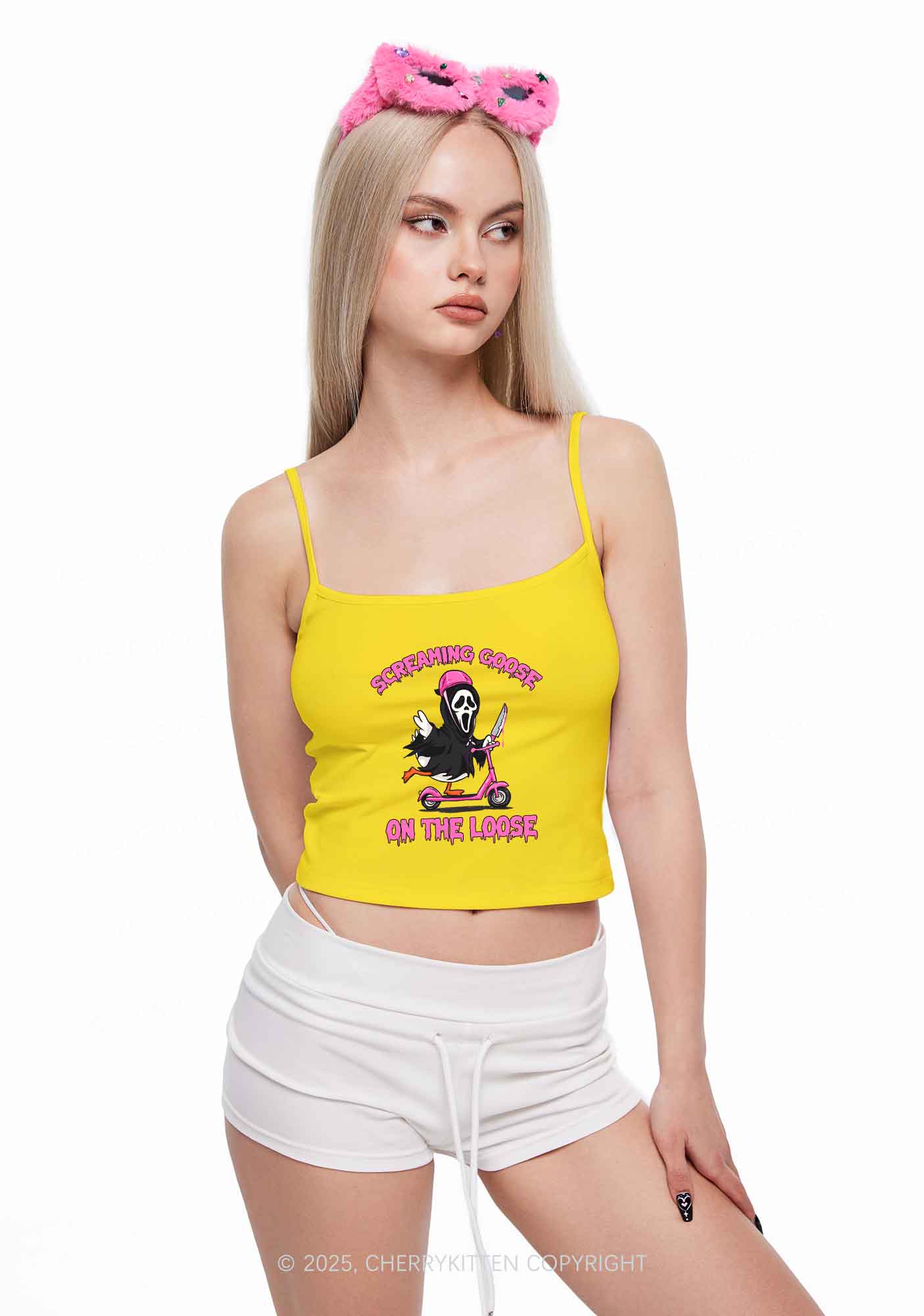 Halloween Screaming Goose On Loose Y2K Spaghetti Strap Cami Cherrykitten - Image 2