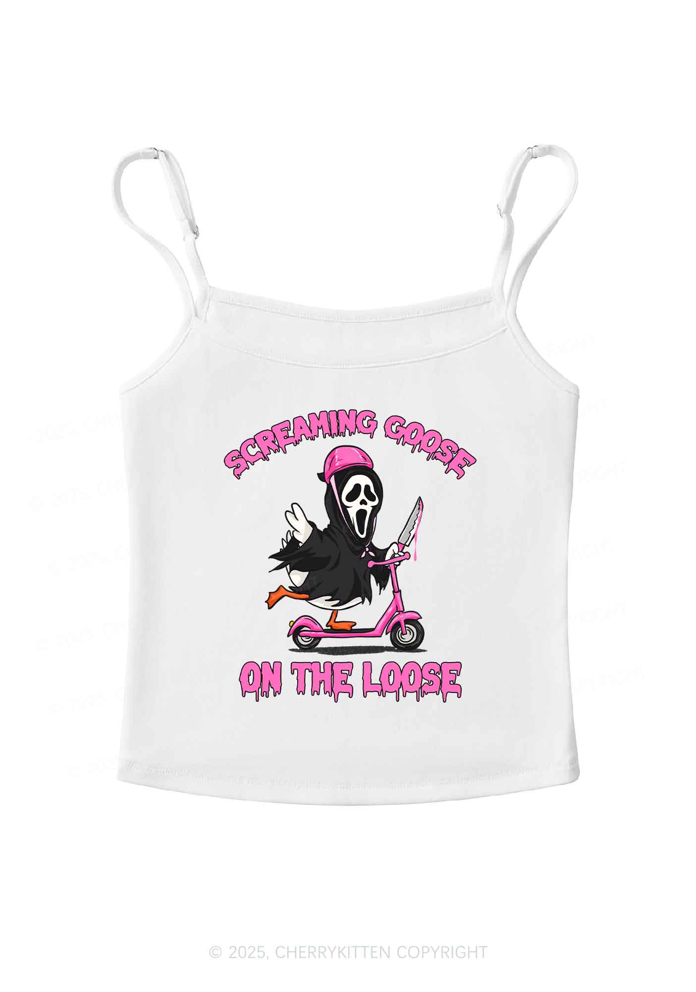 Halloween Screaming Goose On Loose Y2K Spaghetti Strap Cami Cherrykitten - Image 3